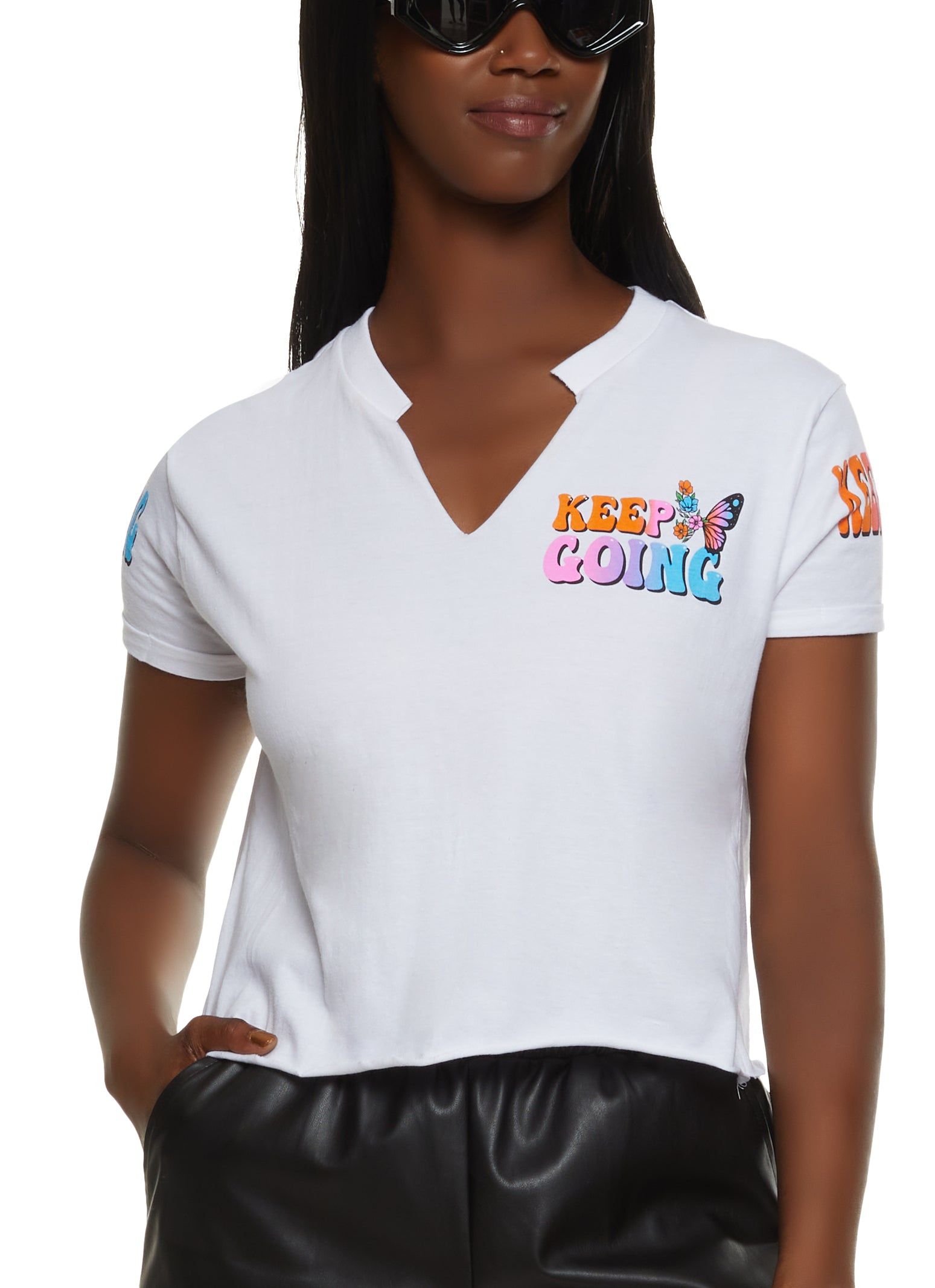 Notch Neck Keep Going Graphic Tee sold by Rainbow