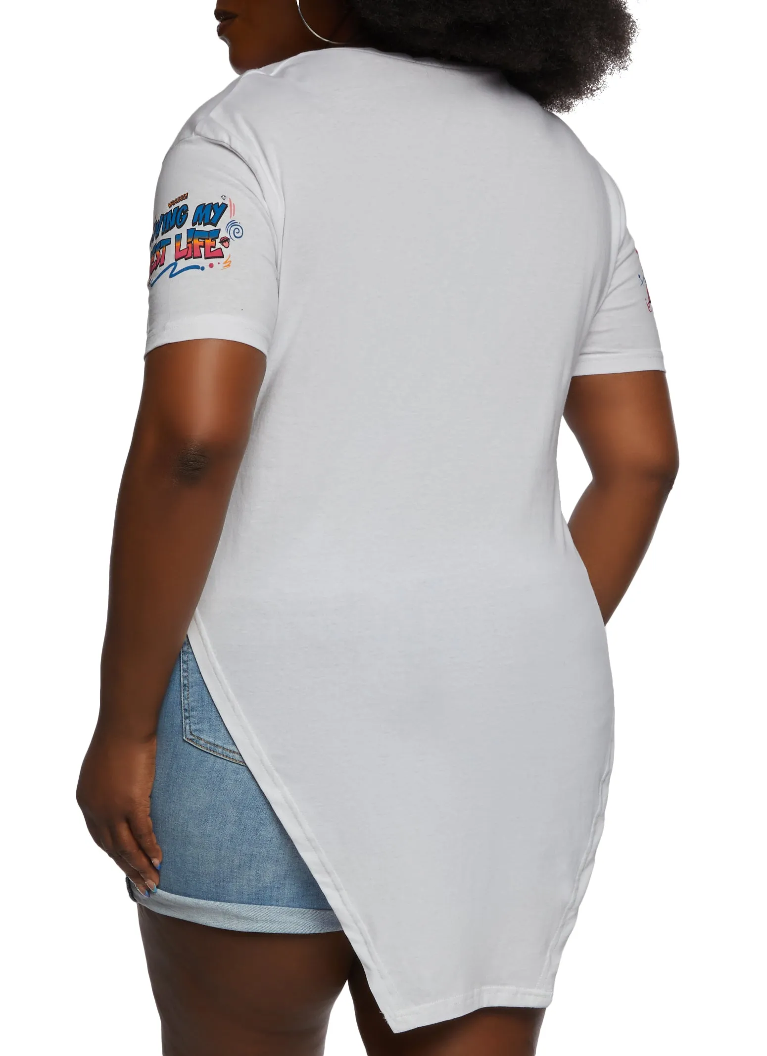 Plus Size Living My Best Life Graphic Notch Neck Tee sold by Rainbow product image thumbnail 3