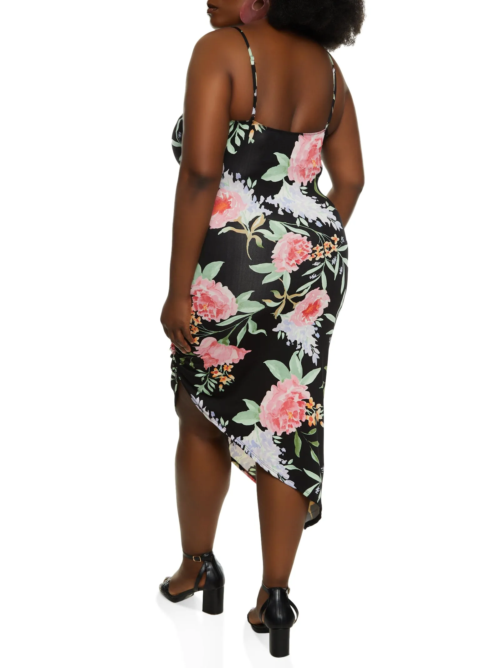 Plus Size Floral Print Asymmetrical Cami Dress sold by Rainbow product image thumbnail 3