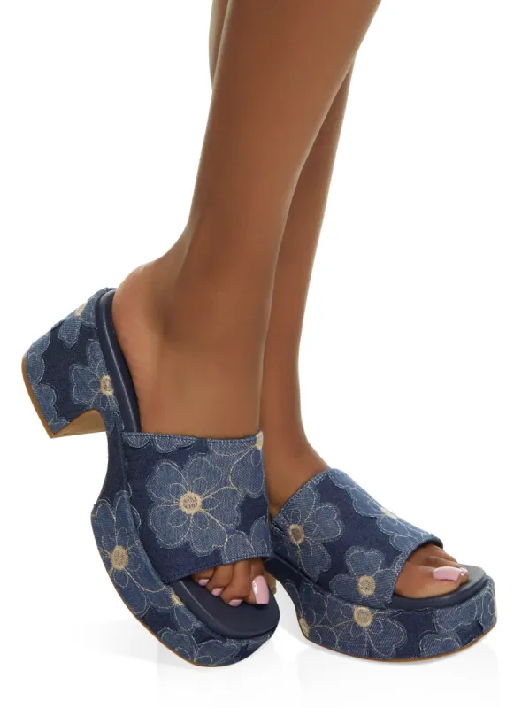 Chunky Heel Platform Mule Sandals sold by Rainbow