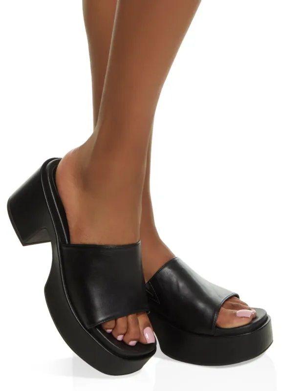 Chunky Heel Platform Mule Sandals sold by Rainbow