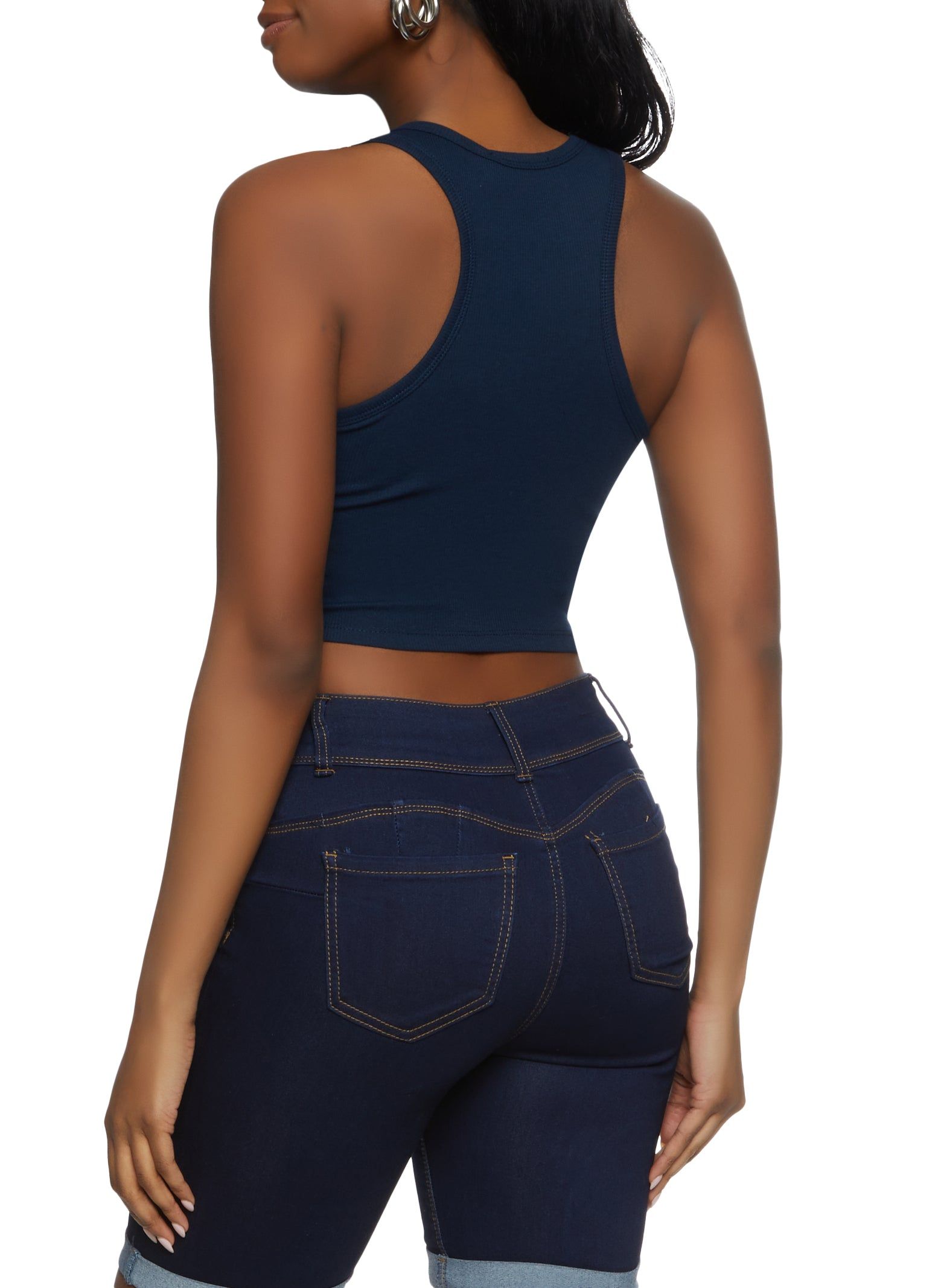 Basic Cropped Racerback Tank Top sold by Rainbow product image thumbnail 2