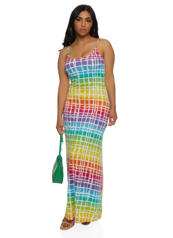 Grid Print Cami Maxi Dress sold by Rainbow