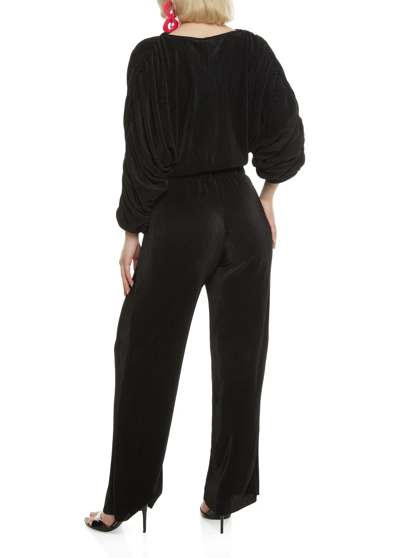 Plisse Ruched Sleeve Blouse and Wide Leg Pants sold by Rainbow product image thumbnail 2