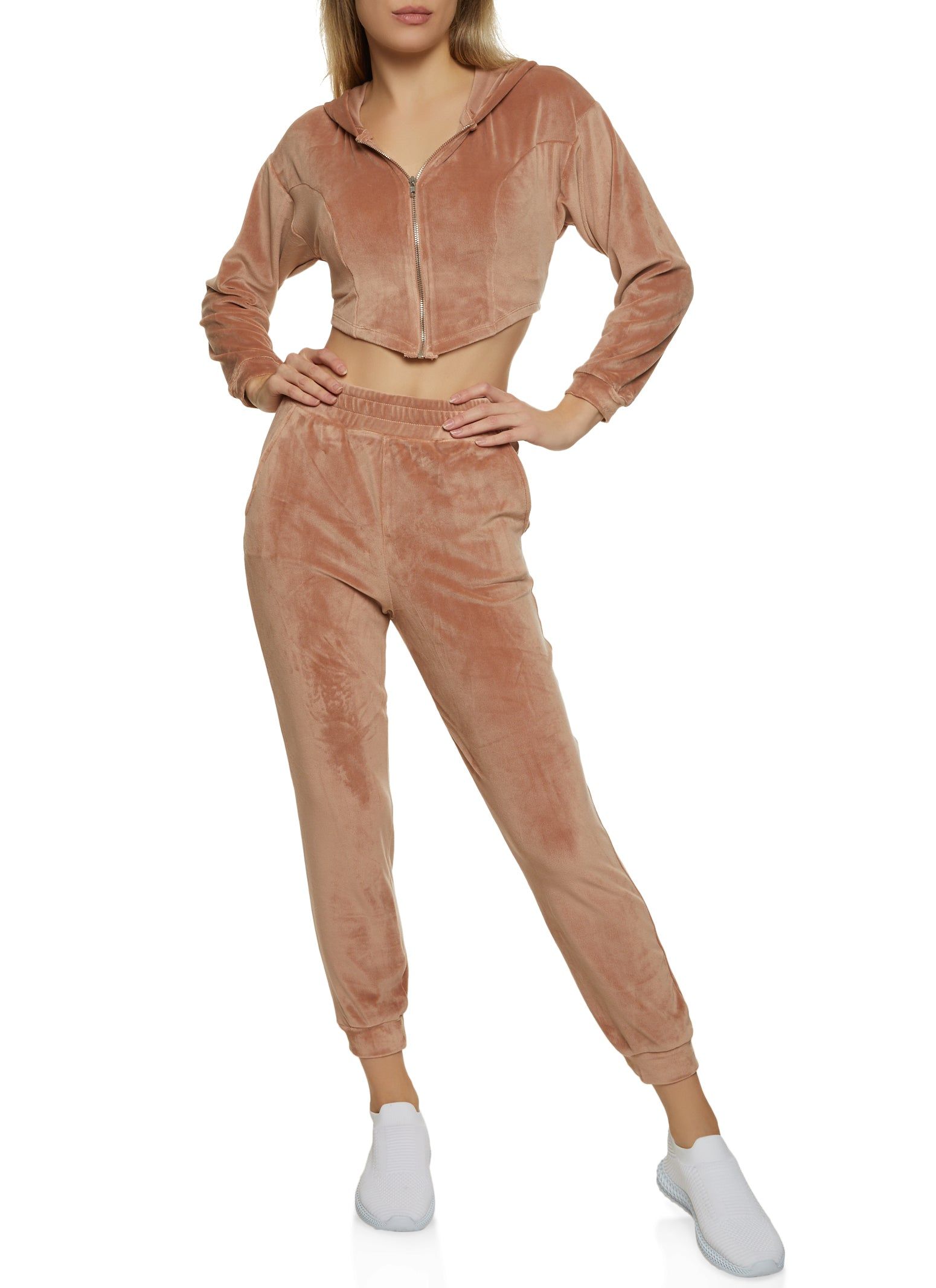 Velour Corset Detail Cropped Hoodie sold by Rainbow product image thumbnail 2