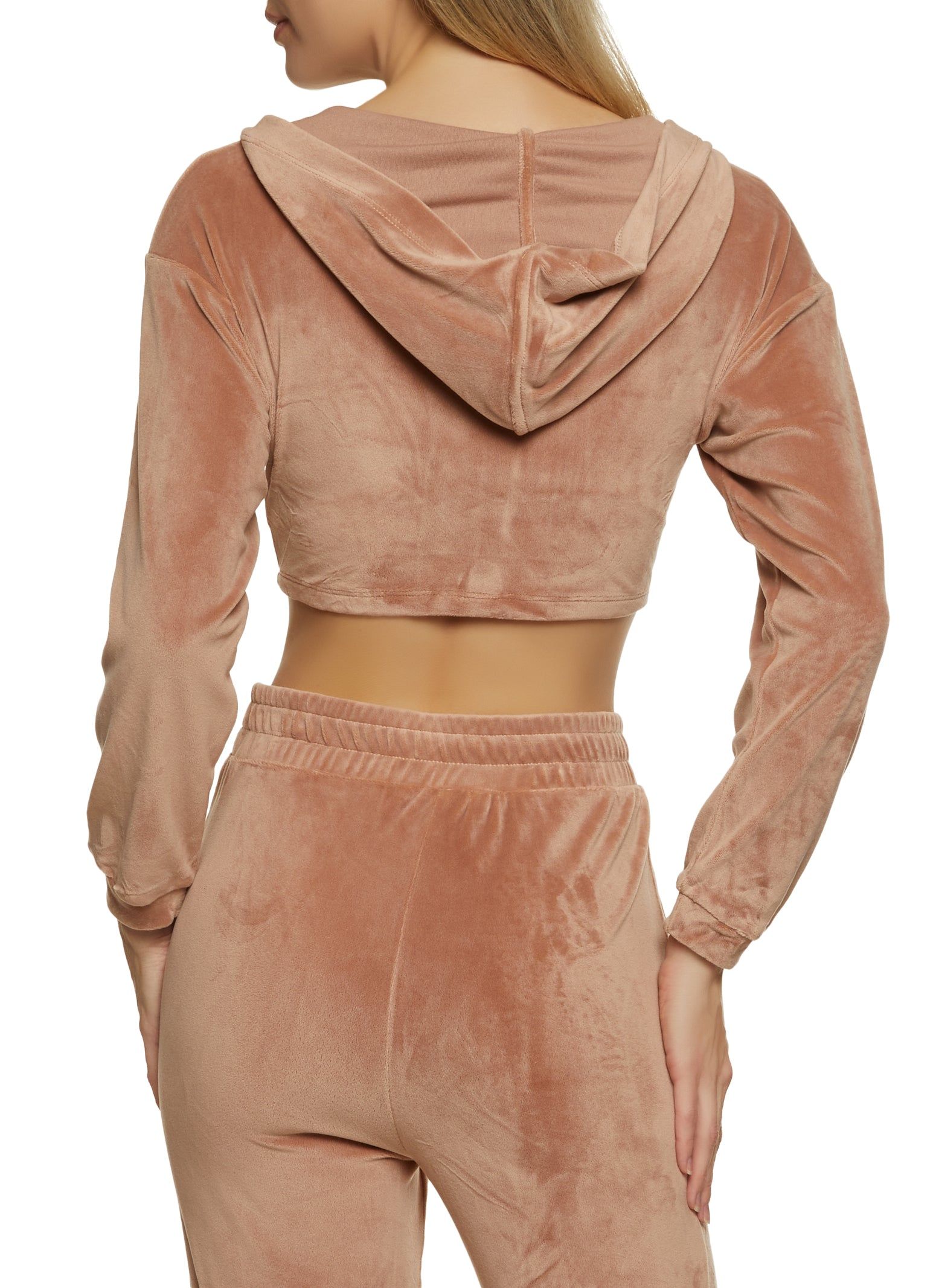 Velour Corset Detail Cropped Hoodie sold by Rainbow product image thumbnail 3