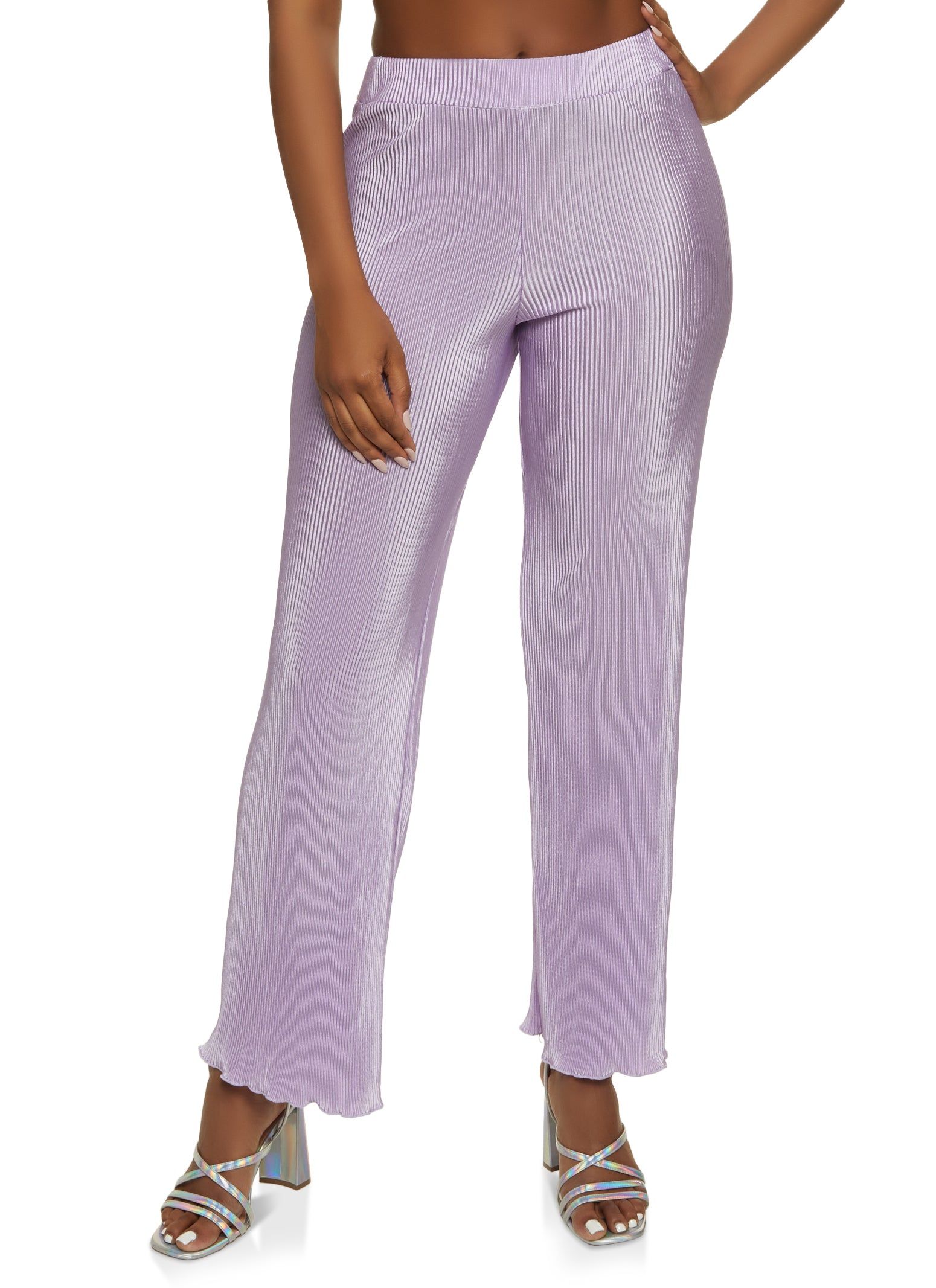 Plisse High Waist Wide Leg Pants sold by Rainbow