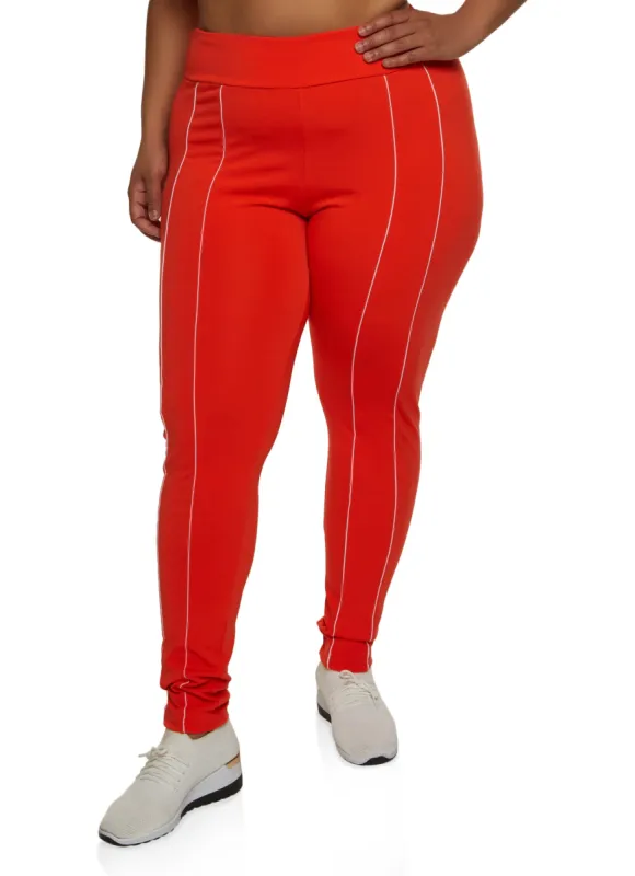 Plus Size Contrast Piping Detail Leggings sold by Rainbow