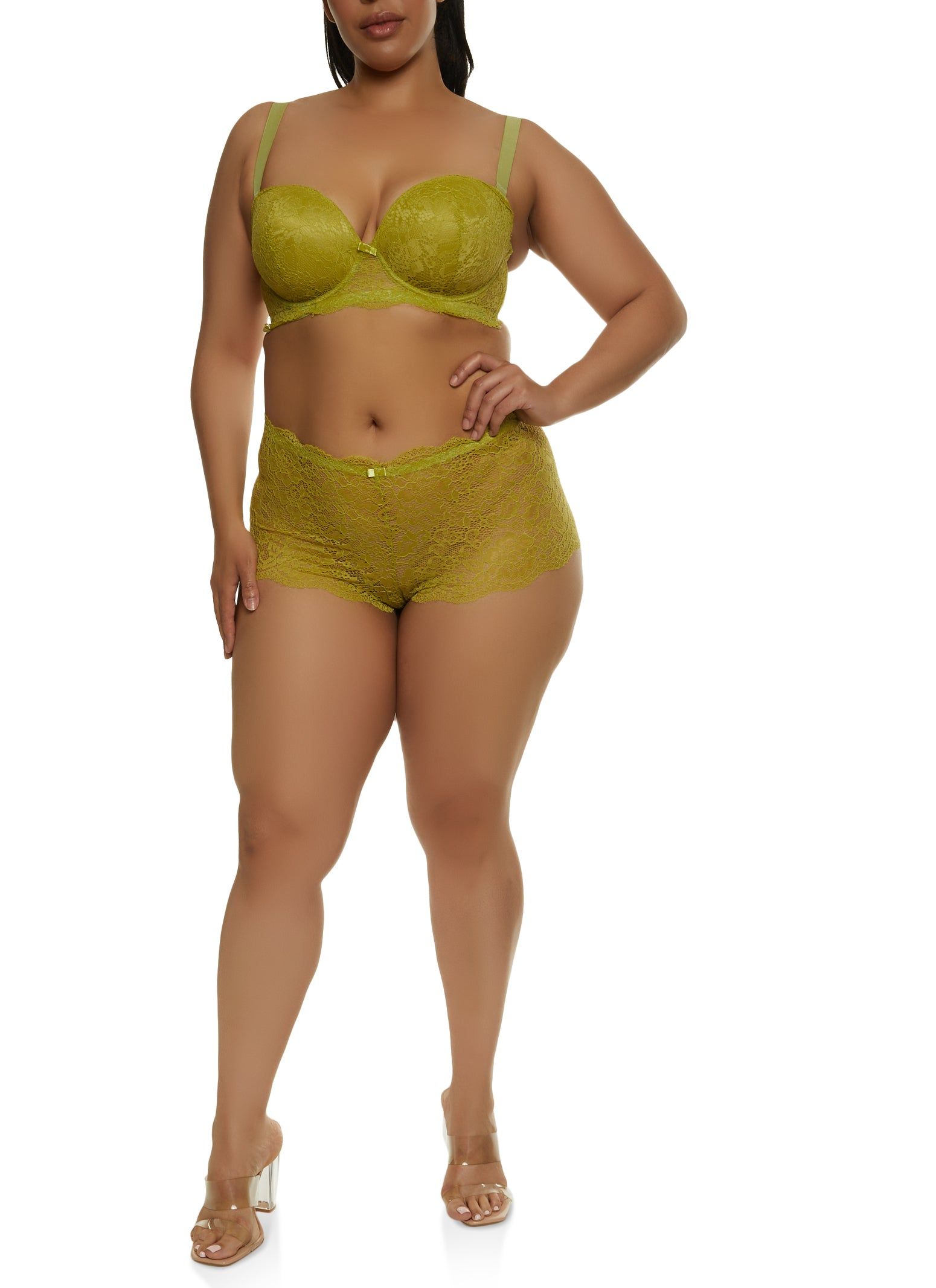 Plus Size Scalloped Floral Lace Balconette Bra | Converts to Strapless sold by Rainbow product image thumbnail 2