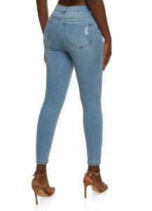 WAX Distressed High Rise Skinny Jeans sold by Rainbow