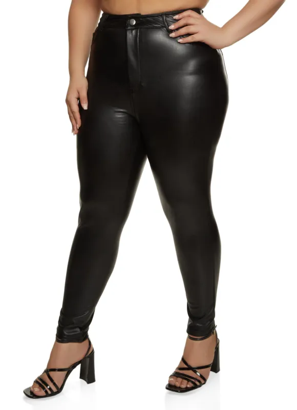 Plus Size Fleece Lined Faux Leather Pants sold by Rainbow