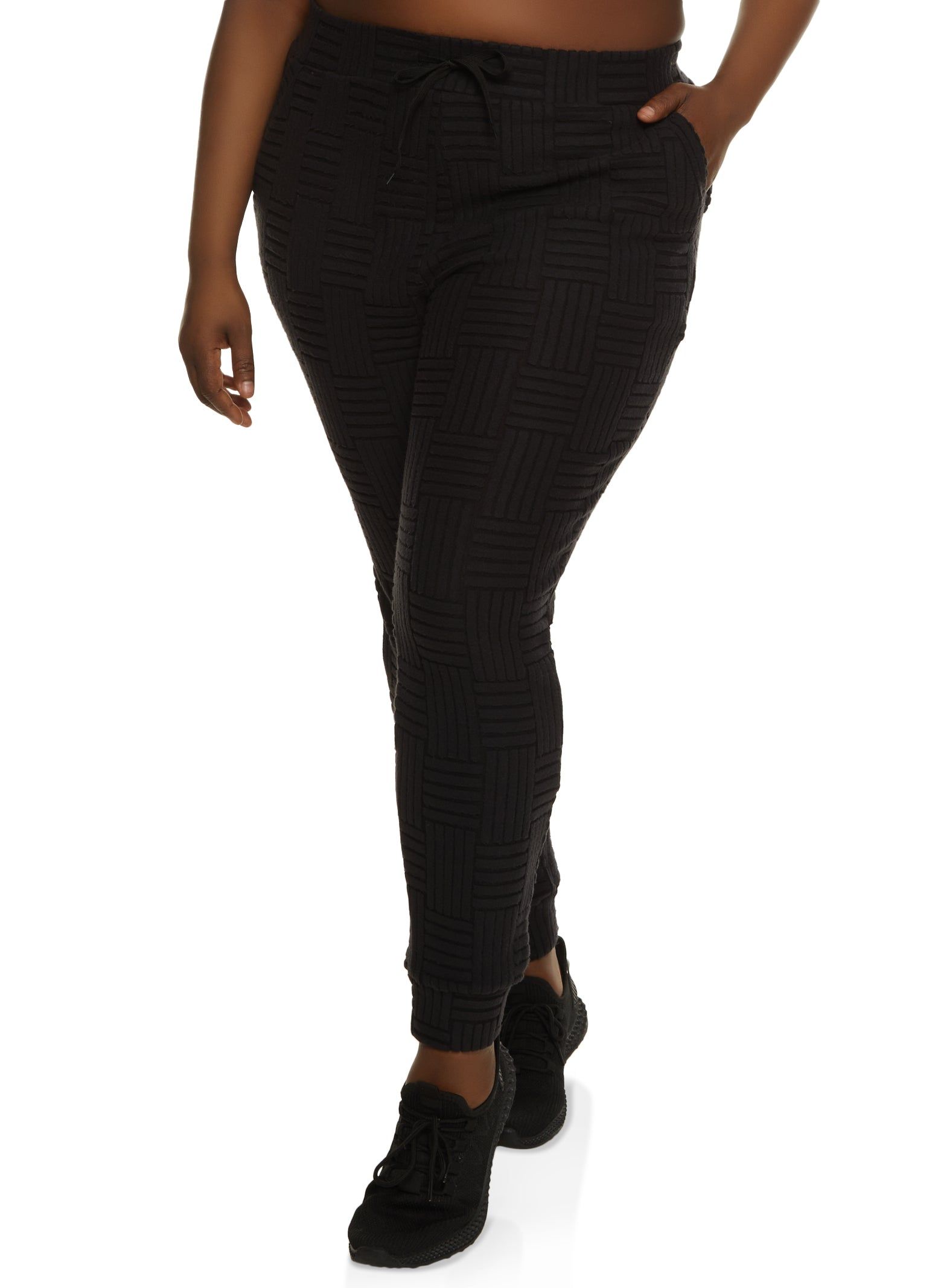 Plus Size Fleece Textured Knit Joggers sold by Rainbow