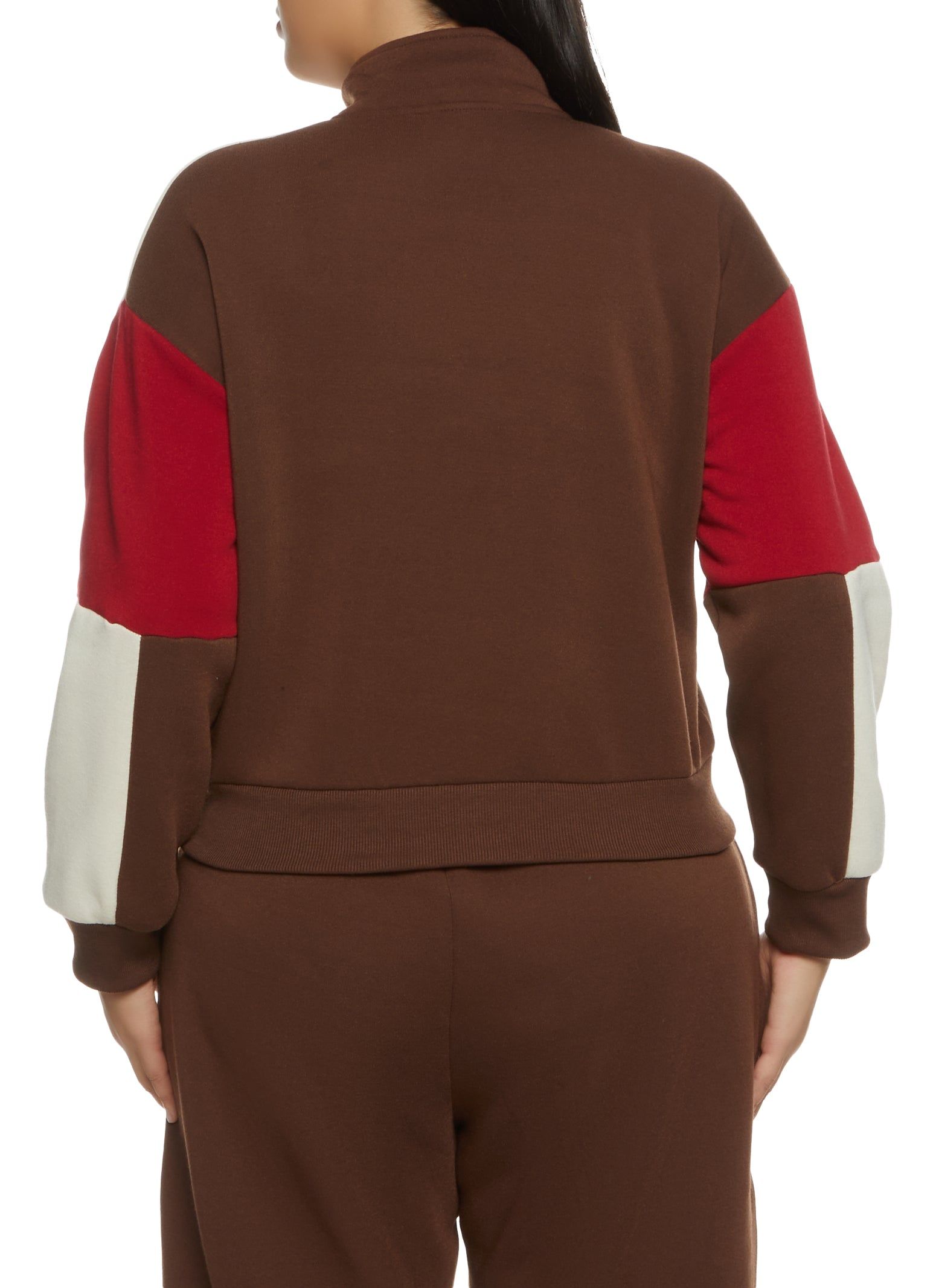 Plus Size Color Blocked Zip Neck Sweatshirt sold by Rainbow product image thumbnail 3