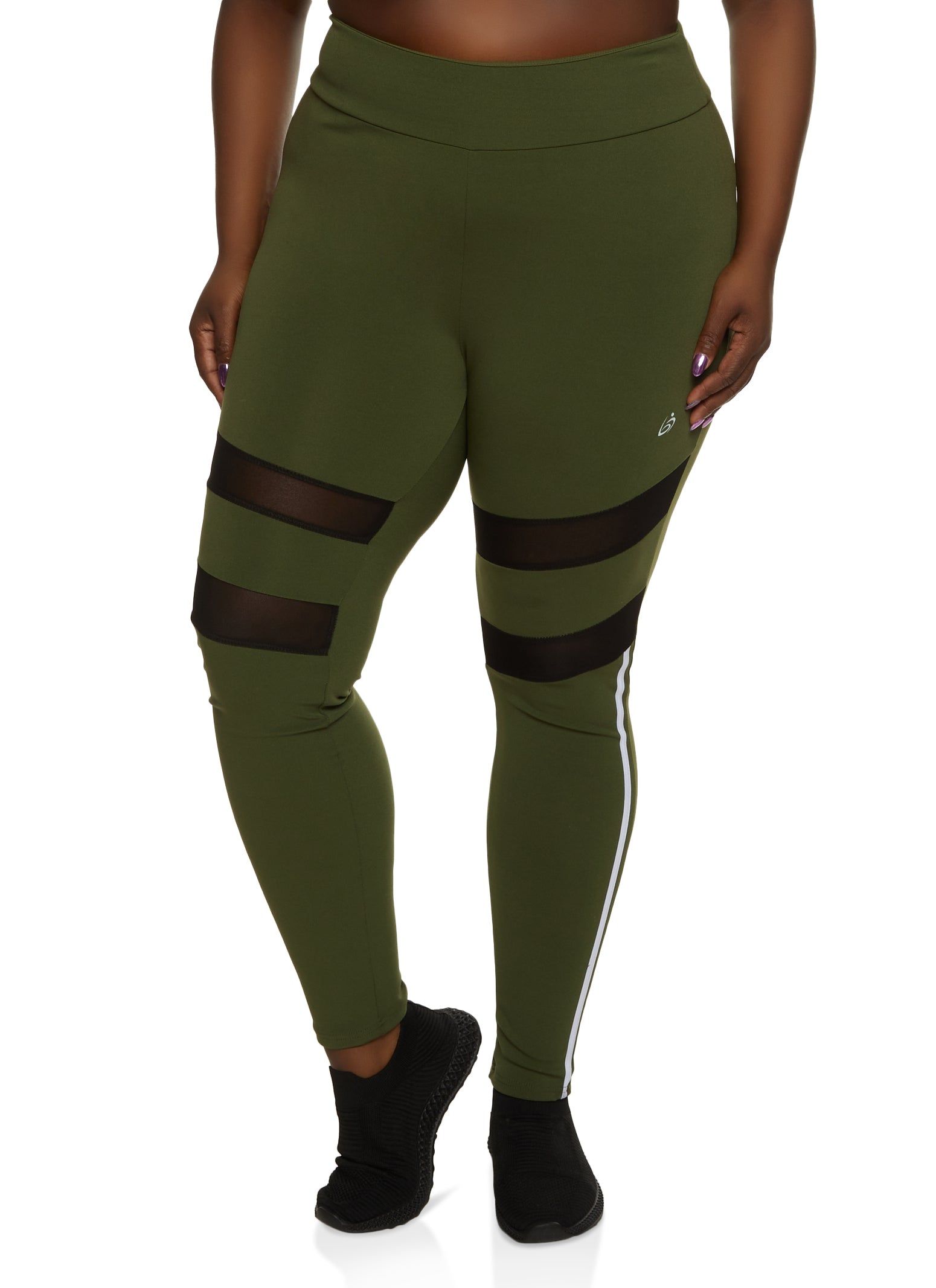 Plus Size Mesh Detail High Waisted Leggings sold by Rainbow