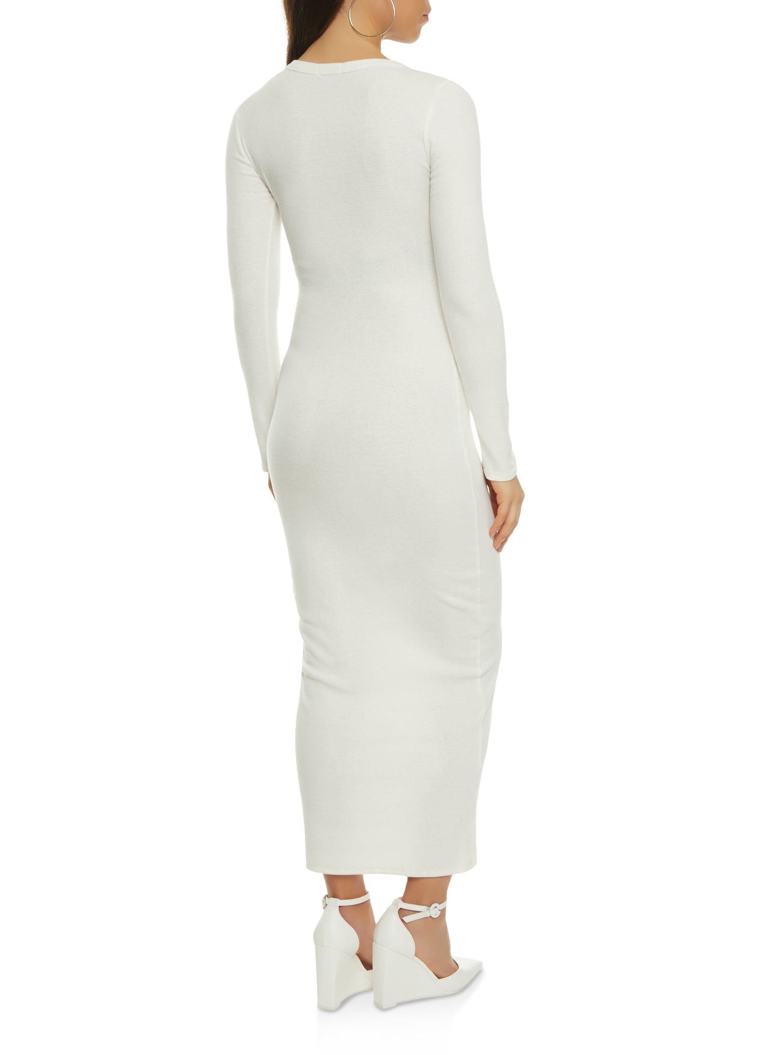 Ribbed Crew Neck Long Sleeve Maxi Dress sold by Rainbow product image thumbnail 3
