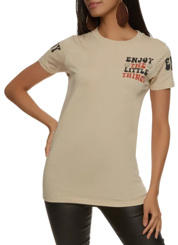 Enjoy The Little Things Short Sleeve Graphic Tee sold by Rainbow