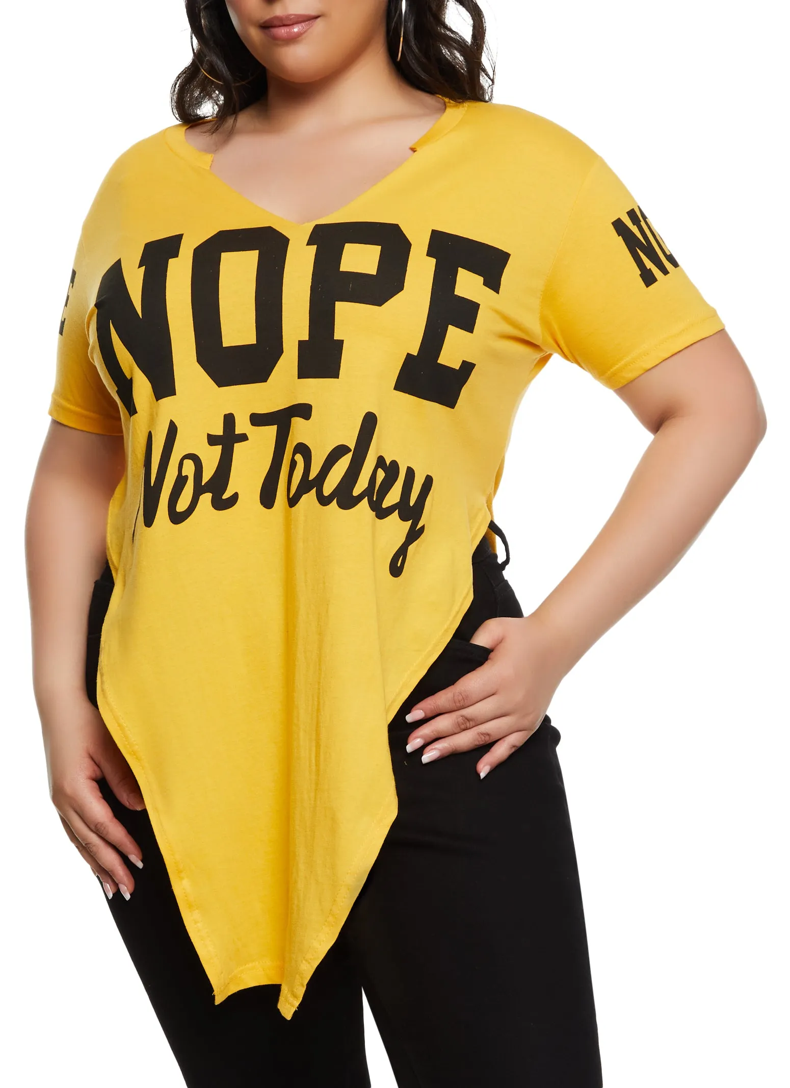 Plus Size Nope Not Today Knot Front Tunic Tee sold by Rainbow product image thumbnail 2