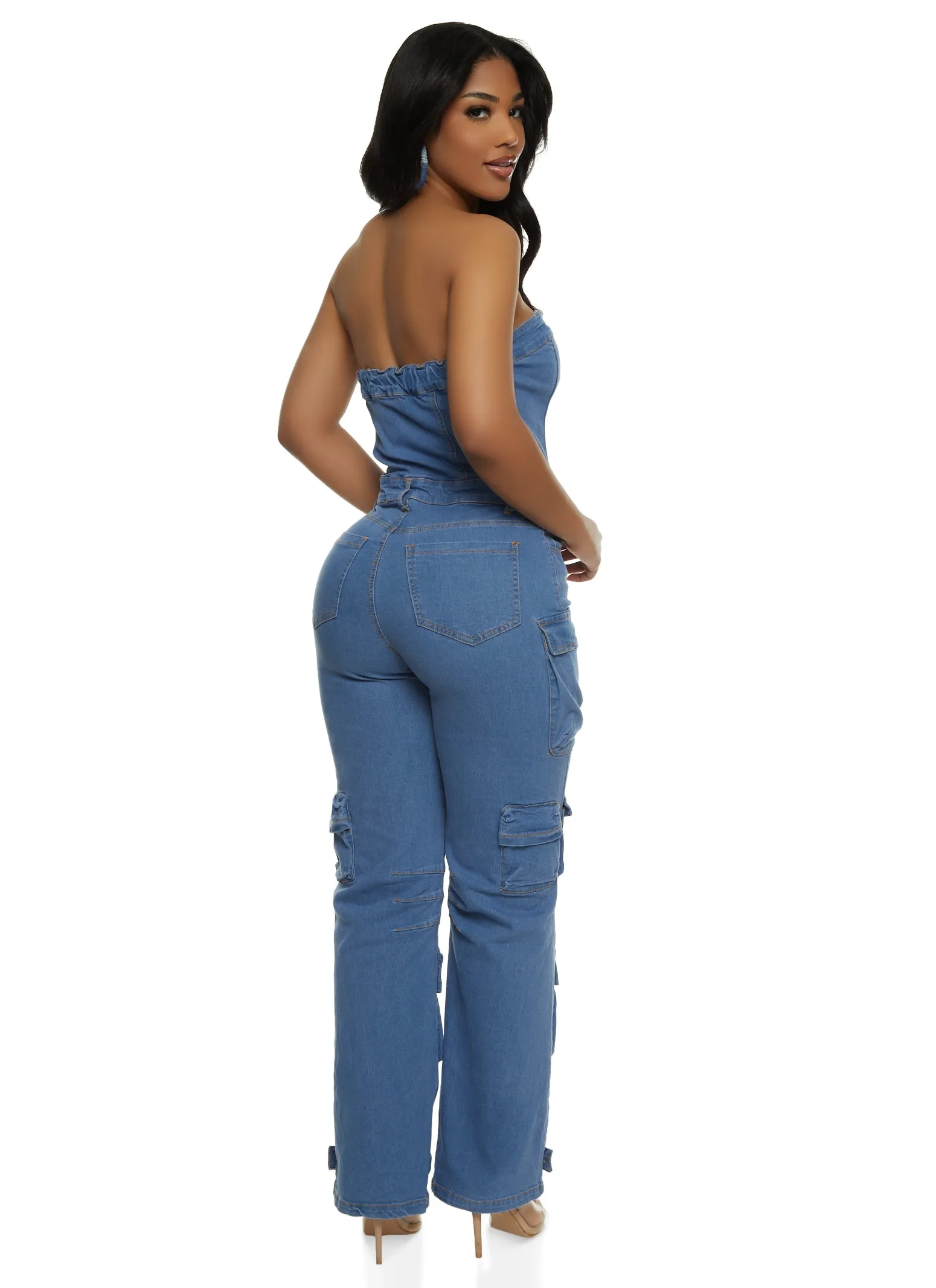 Daisy Denim Strapless Cargo Jumpsuit sold by Rainbow product image thumbnail 2