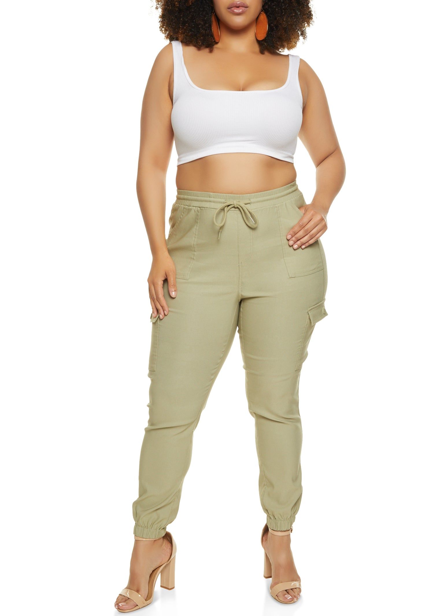 Plus Size Stretch Cargo Pocket Joggers sold by Rainbow product image thumbnail 2