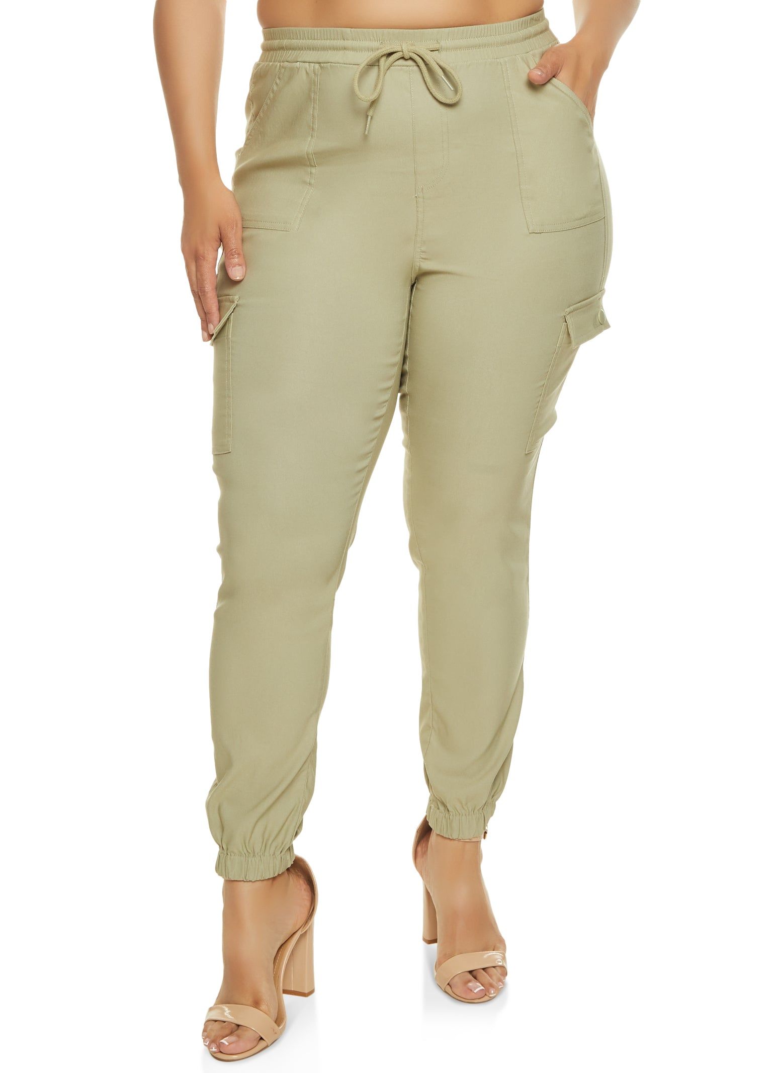 Plus Size Stretch Cargo Pocket Joggers sold by Rainbow
