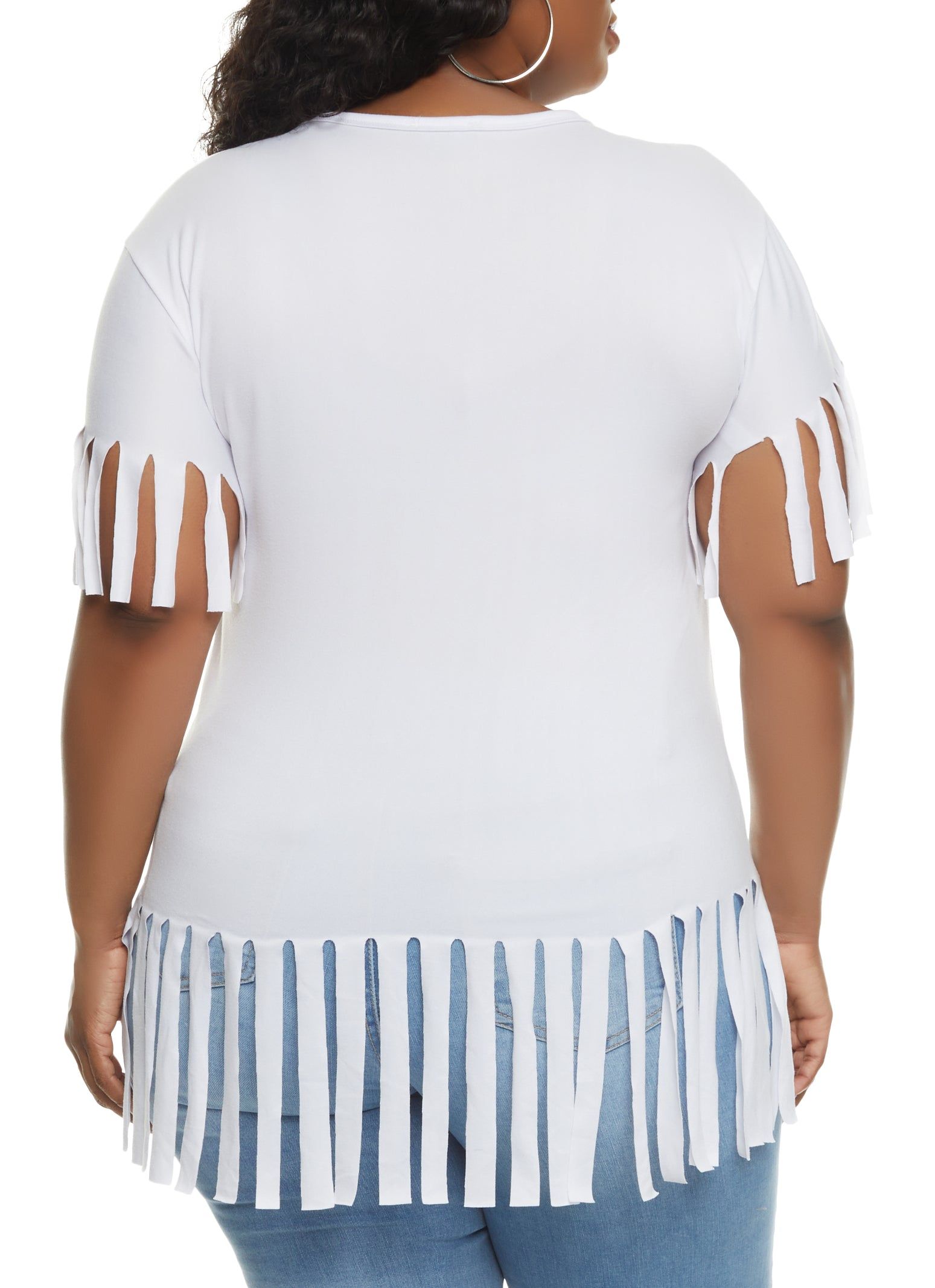 Plus Size Short Sleeve Fringe Hem T Shirt sold by Rainbow product image thumbnail 2