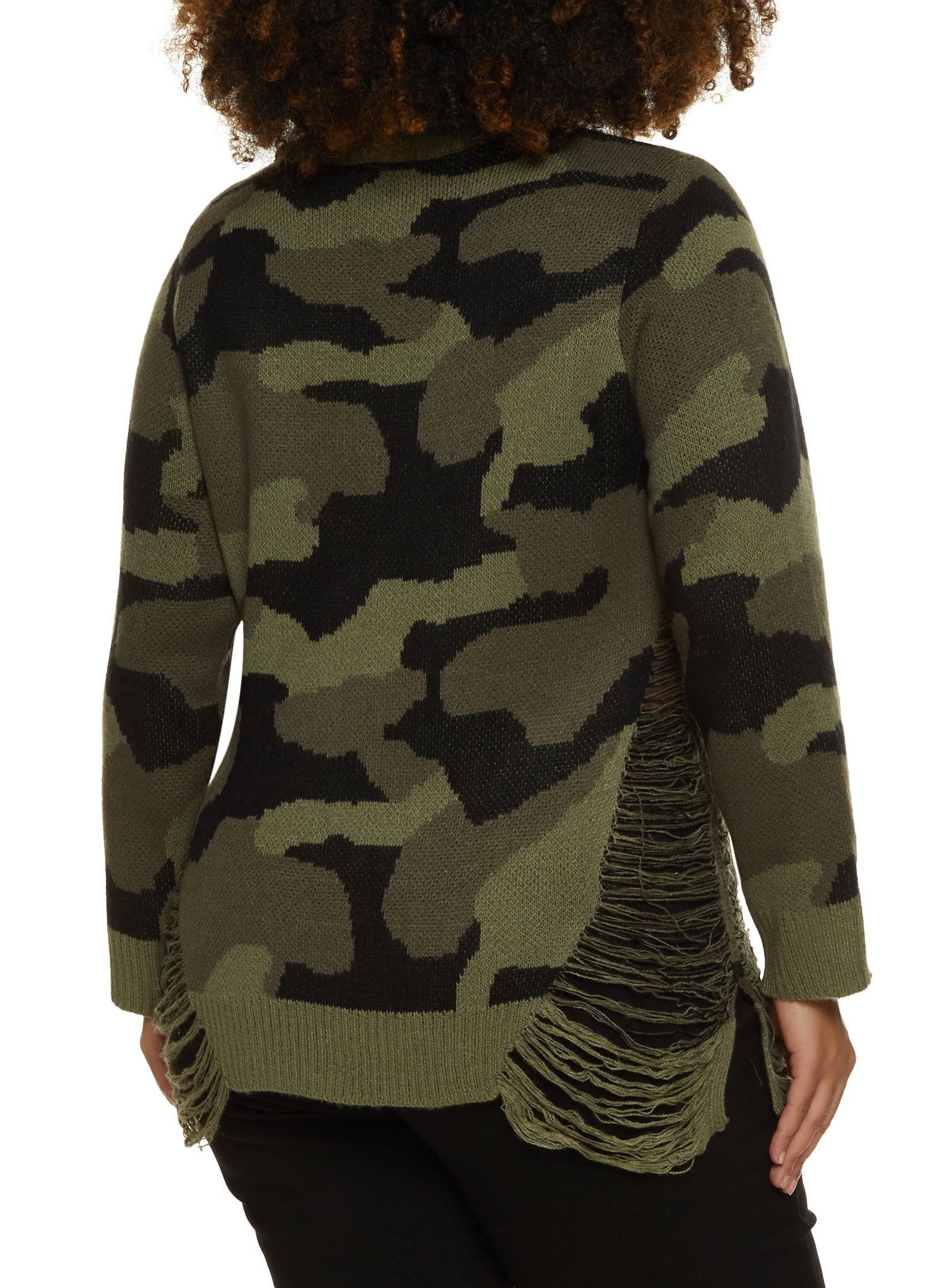 Plus Size Distressed Camo Knit Sweater sold by Rainbow product image thumbnail 2