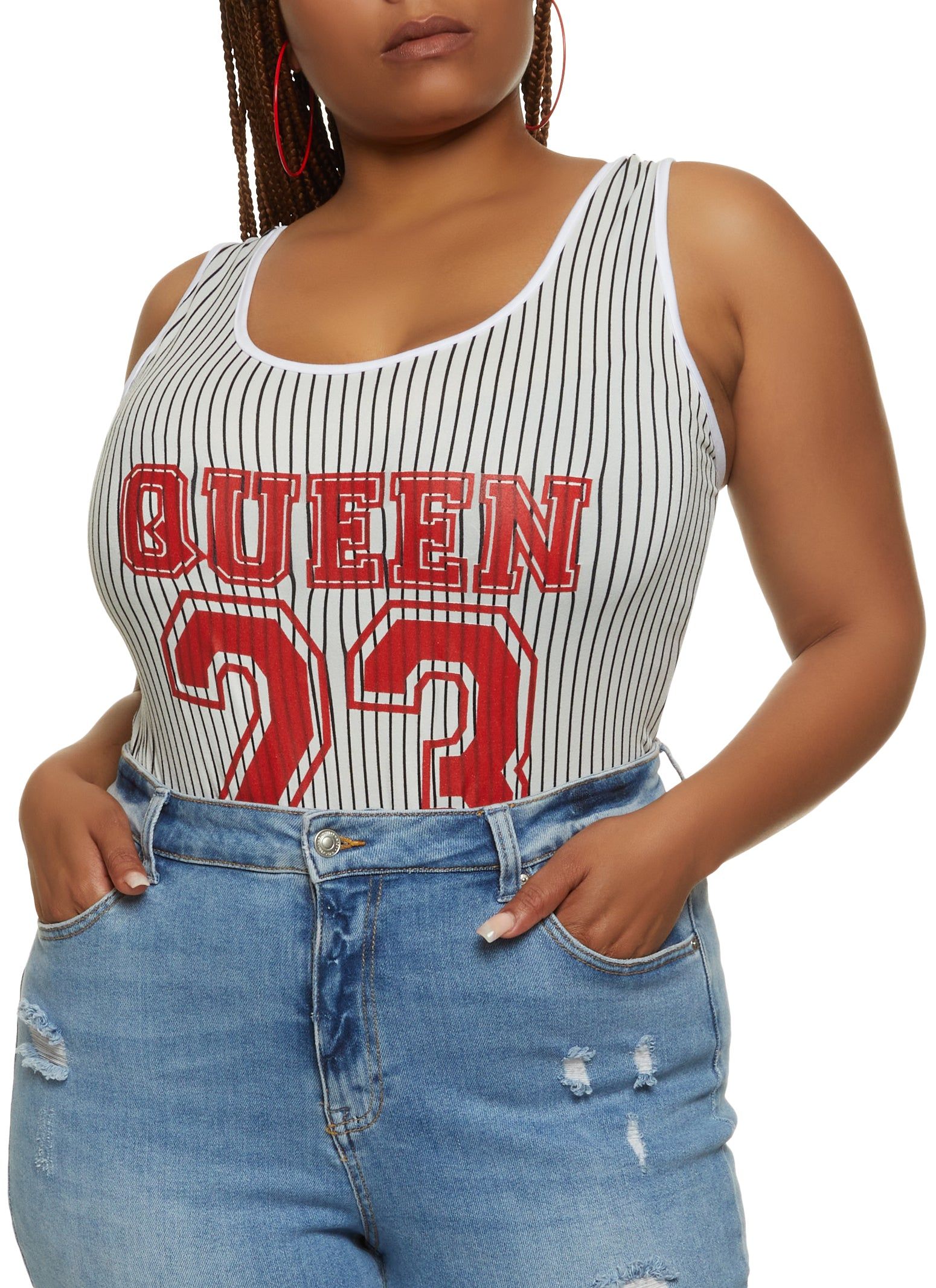 Plus Size Queen 23 Striped Bodysuit sold by Rainbow product image thumbnail 2
