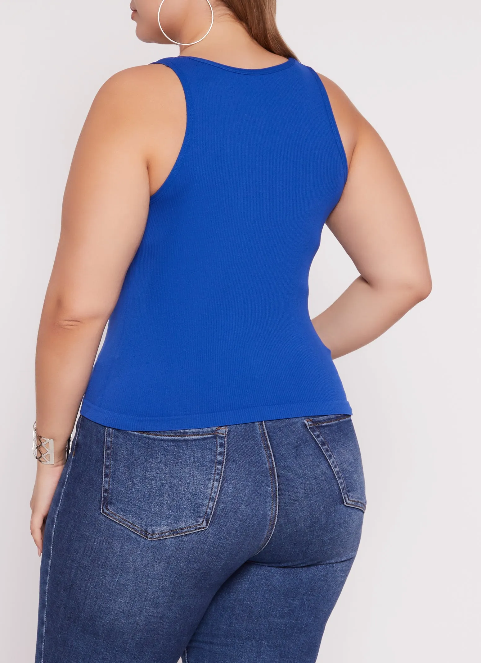 Plus Size Seamless Ribbed Snap Button Tank Top sold by Rainbow product image thumbnail 3