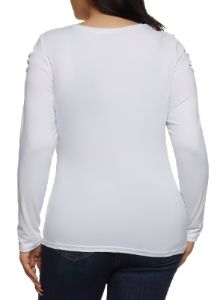 Plus Size Cut Out Keyhole Long Sleeve Tee sold by Rainbow