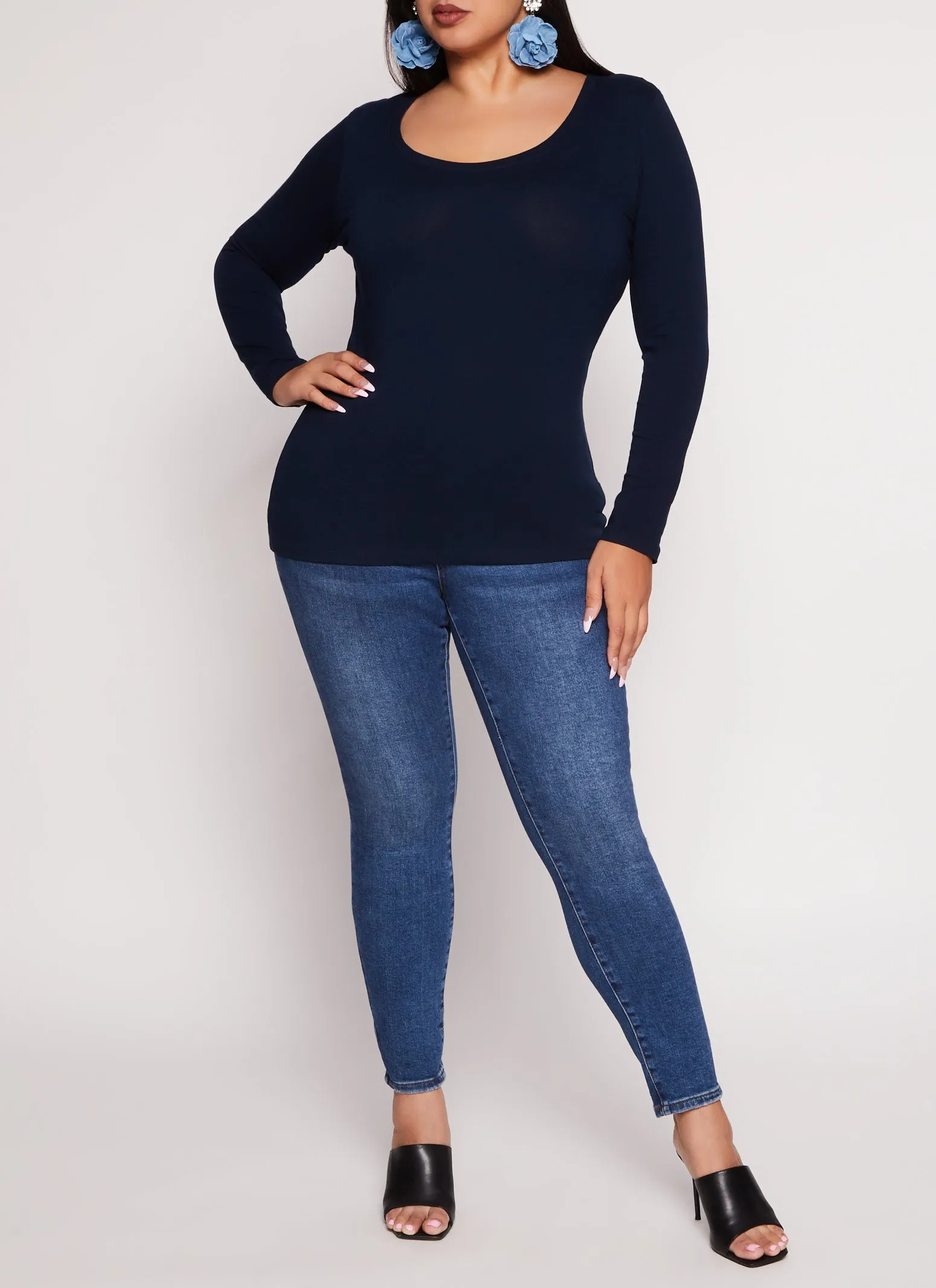 Plus Size Basic Scoop Neck Long Sleeve T Shirt sold by Rainbow product image thumbnail 2
