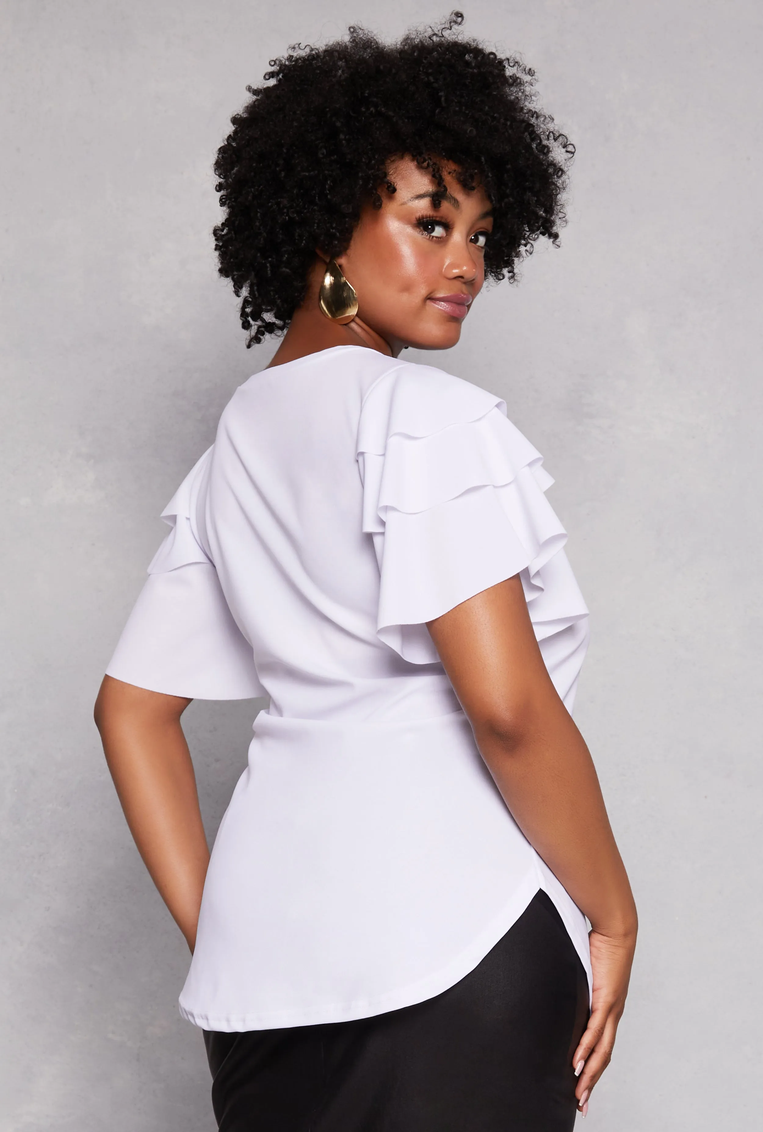 Plus Size Crepe Knit Tiered Sleeve Top sold by Rainbow product image thumbnail 3