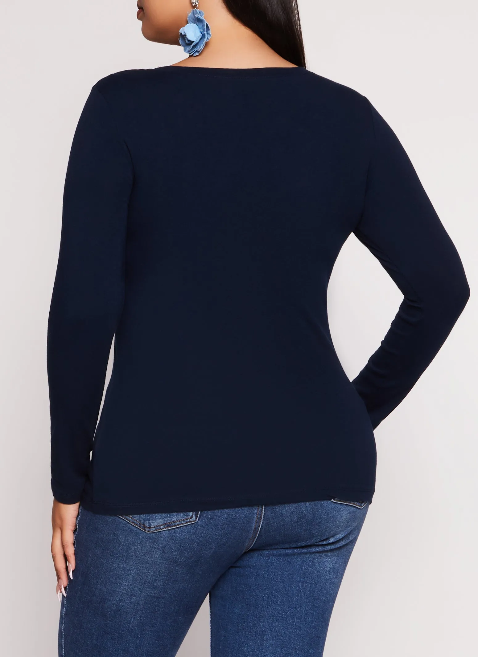 Plus Size Basic Scoop Neck Long Sleeve T Shirt sold by Rainbow product image thumbnail 3