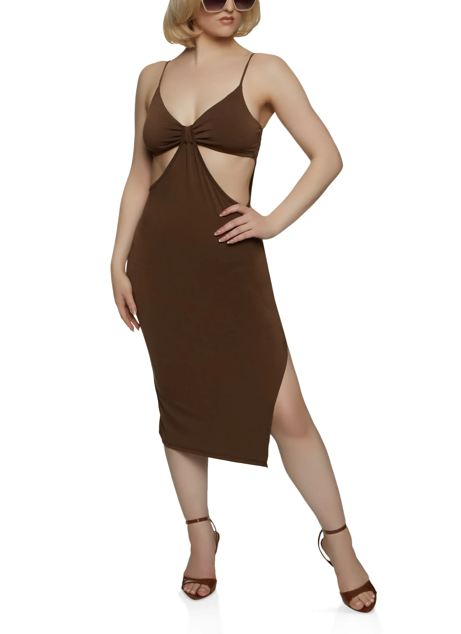 Split Hem Cut Out Midi Dress sold by Rainbow