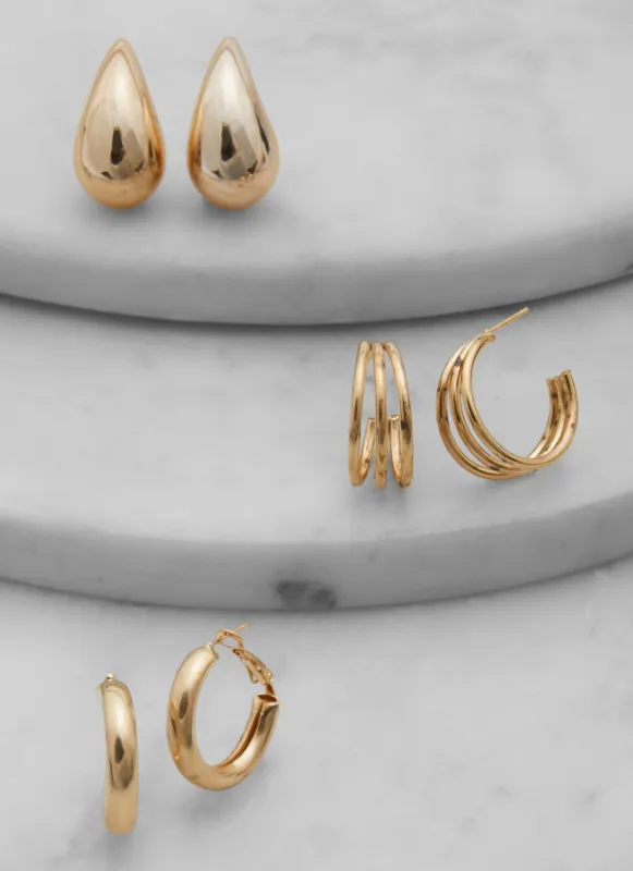Assorted Metallic Earrings Trio sold by Rainbow