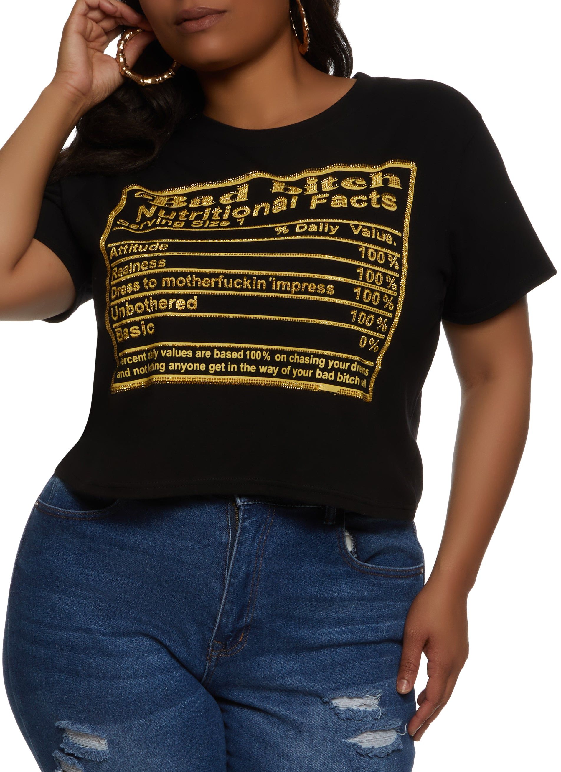 Plus Size Nutritional Facts Graphic Tee sold by Rainbow