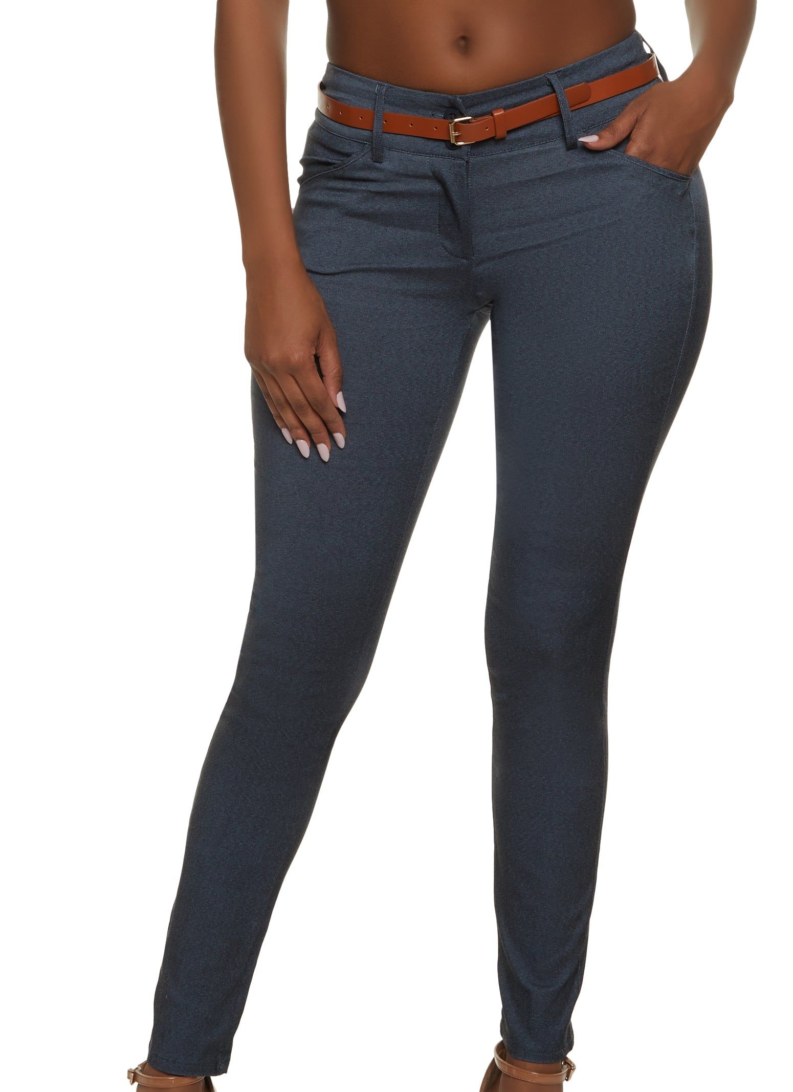 Belted Skinny Dress Pants sold by Rainbow