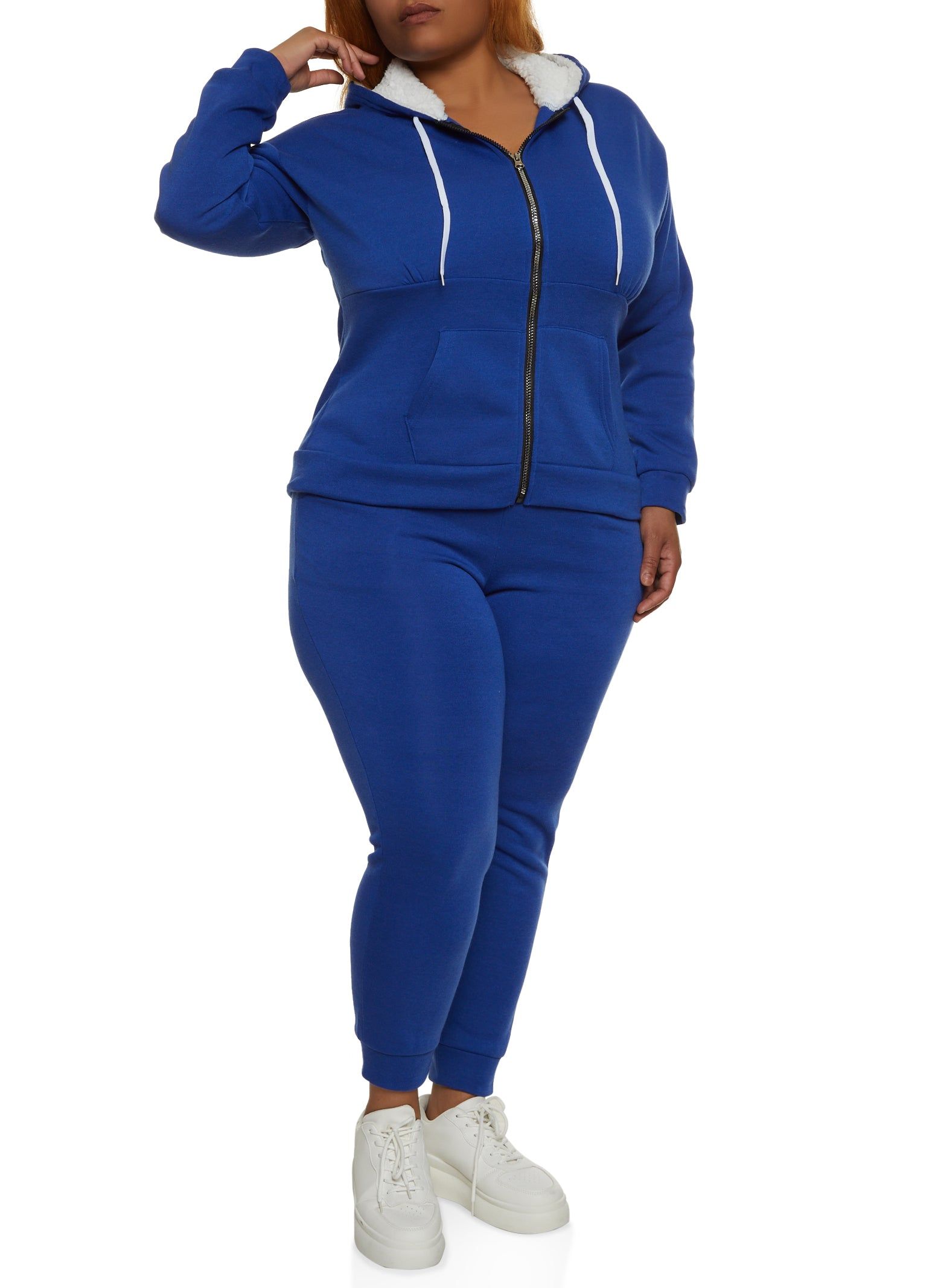 Plus Size Zip Front Sherpa Lined Hoodie sold by Rainbow product image thumbnail 2