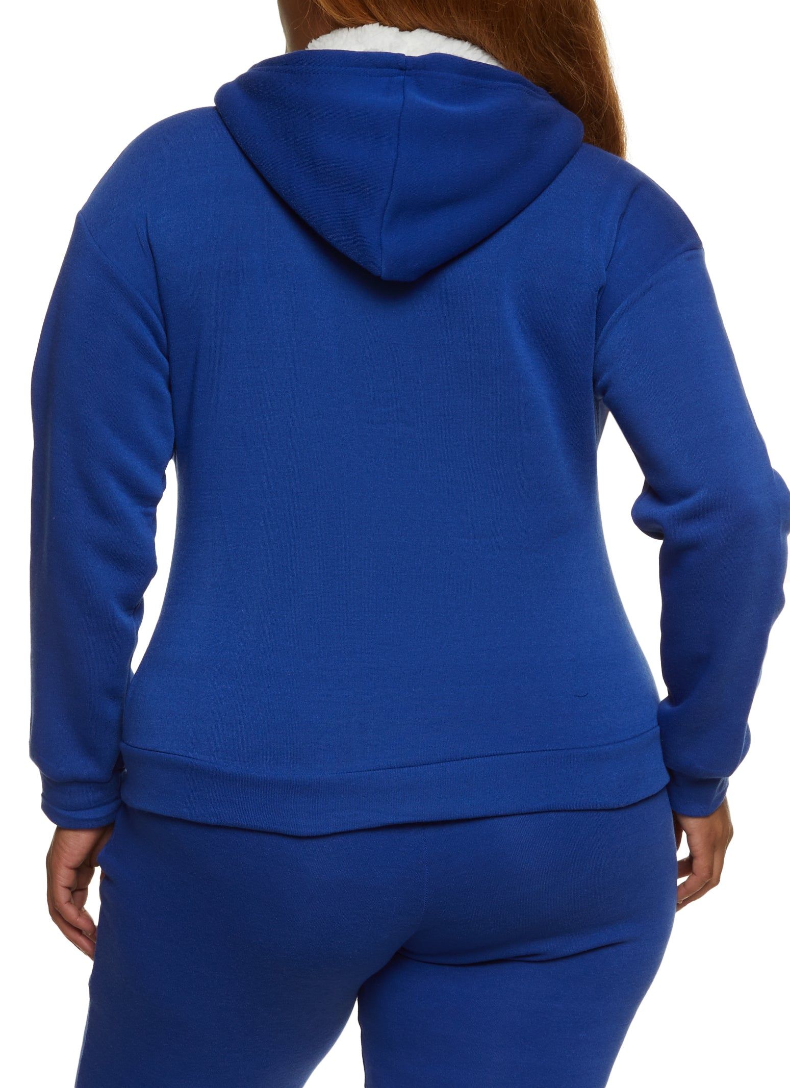 Plus Size Zip Front Sherpa Lined Hoodie sold by Rainbow product image thumbnail 3