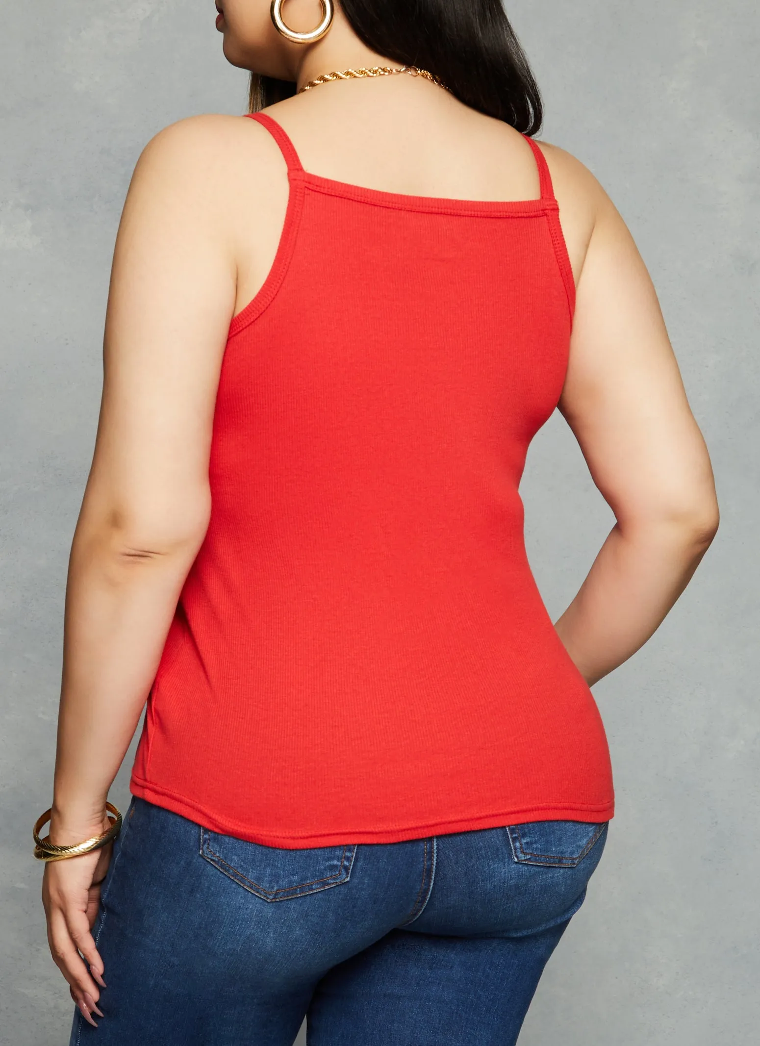 Plus Size Thin Strap Square Neck Tank Top sold by Rainbow product image thumbnail 3