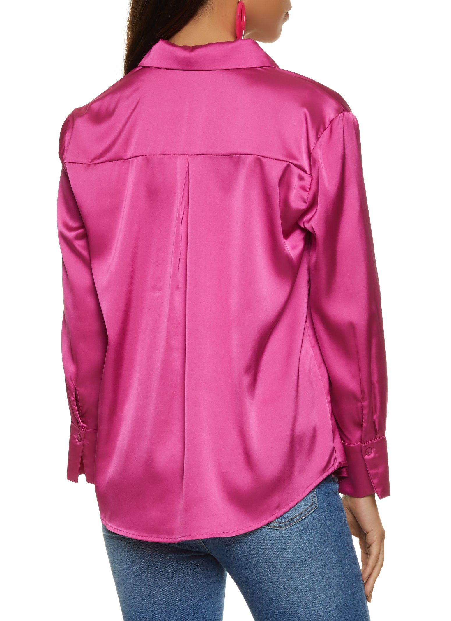 Satin Long Sleeve Button Front Shirt sold by Rainbow product image thumbnail 2