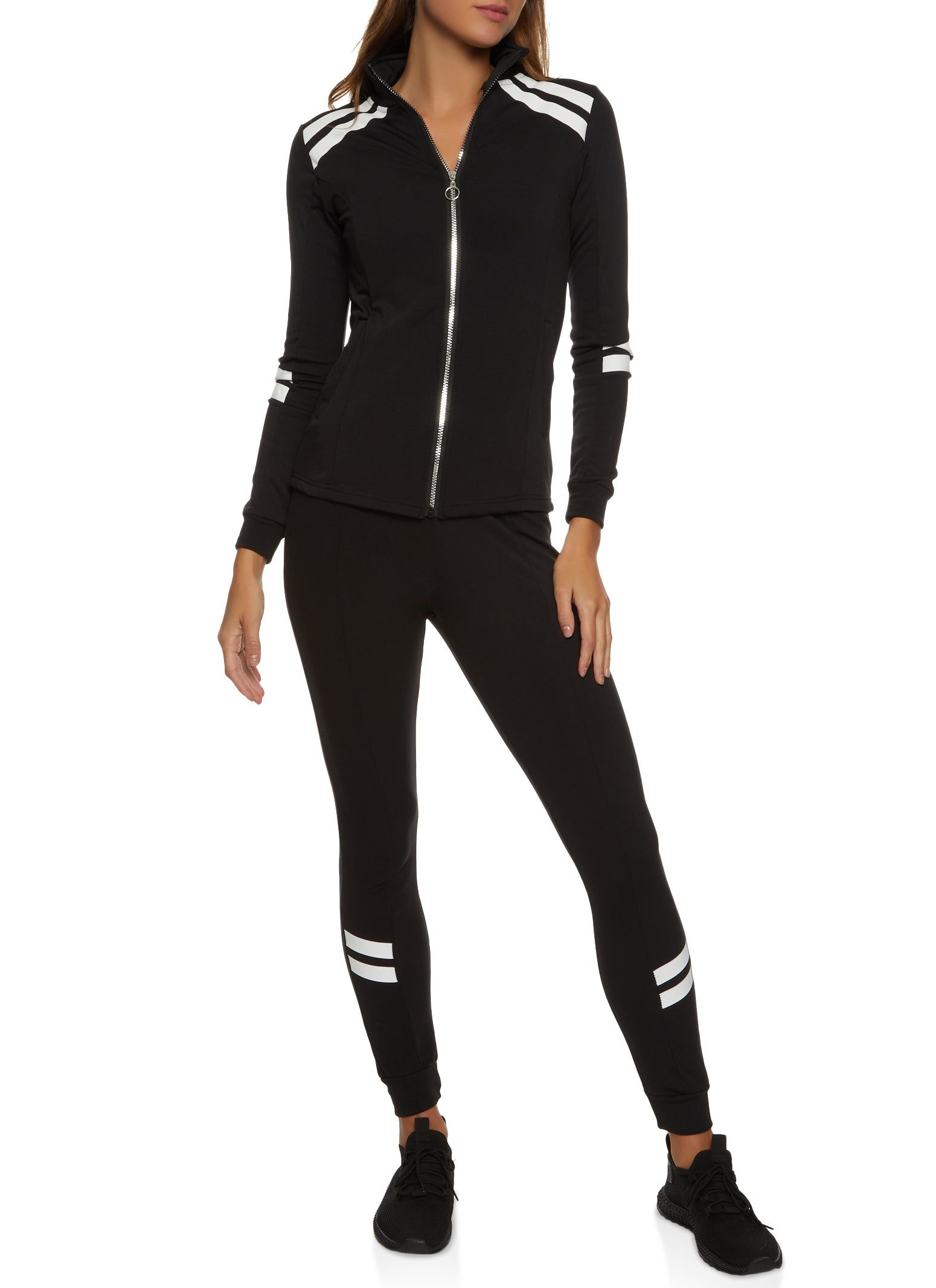 Stripe Detail Mock Neck Zip Front Track Jacket sold by Rainbow product image thumbnail 2