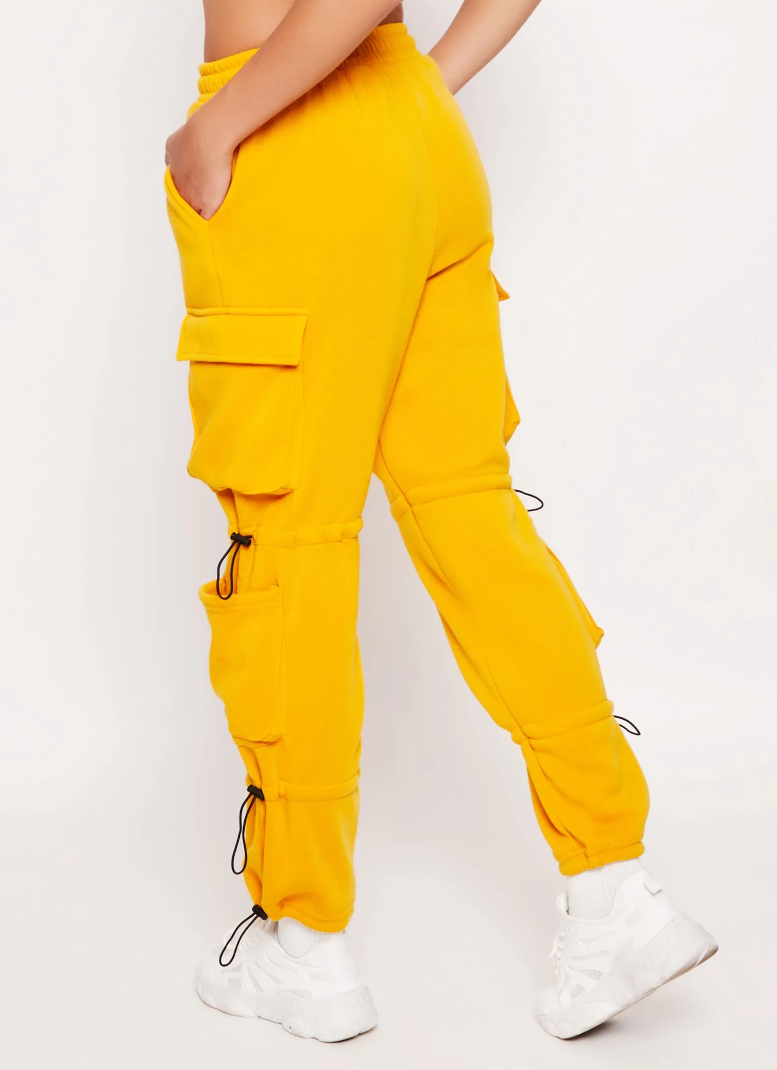 Solid Fleece Toggle Drawstring Cargo Joggers sold by Rainbow product image thumbnail 3