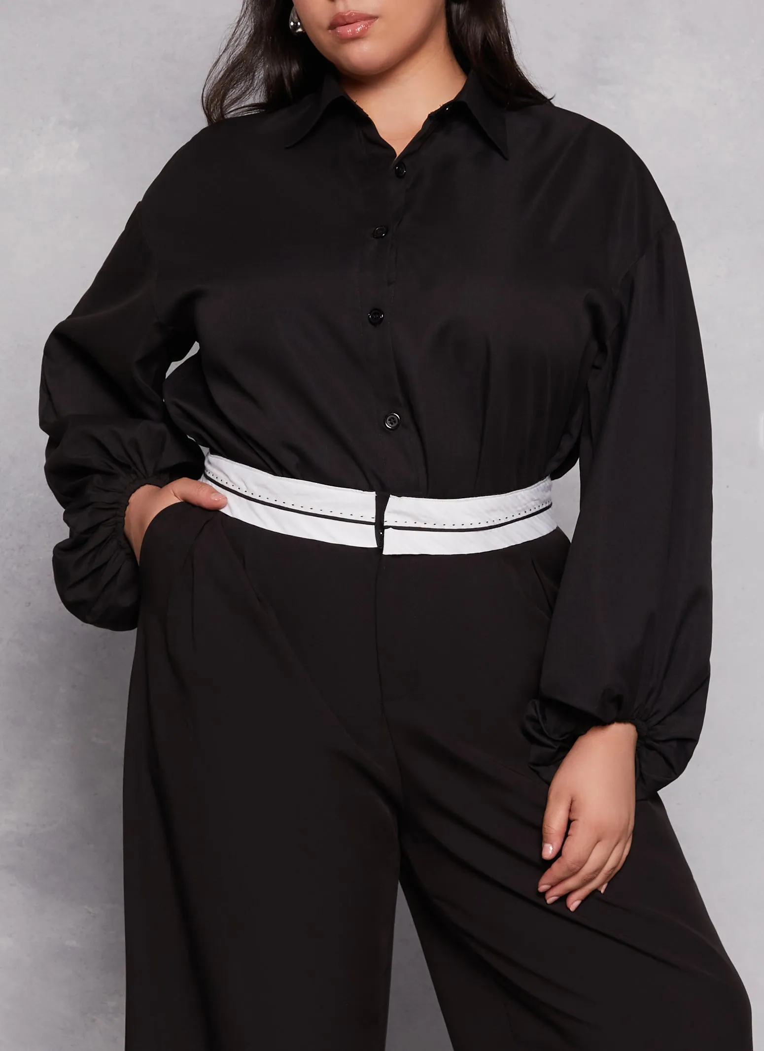 Plus Size Balloon Sleeve Tunic Shirt sold by Rainbow