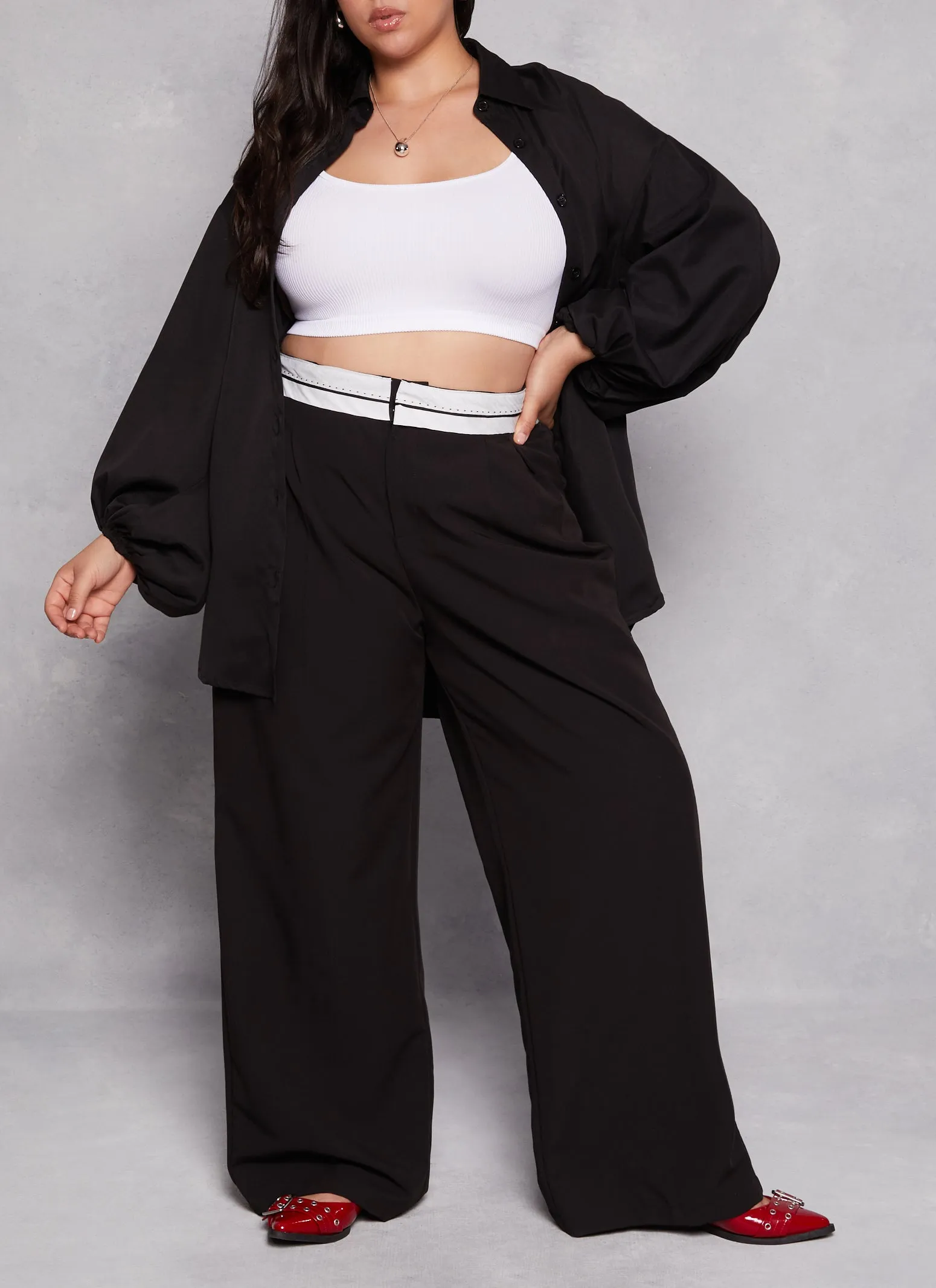 Plus Size Balloon Sleeve Tunic Shirt sold by Rainbow product image thumbnail 2