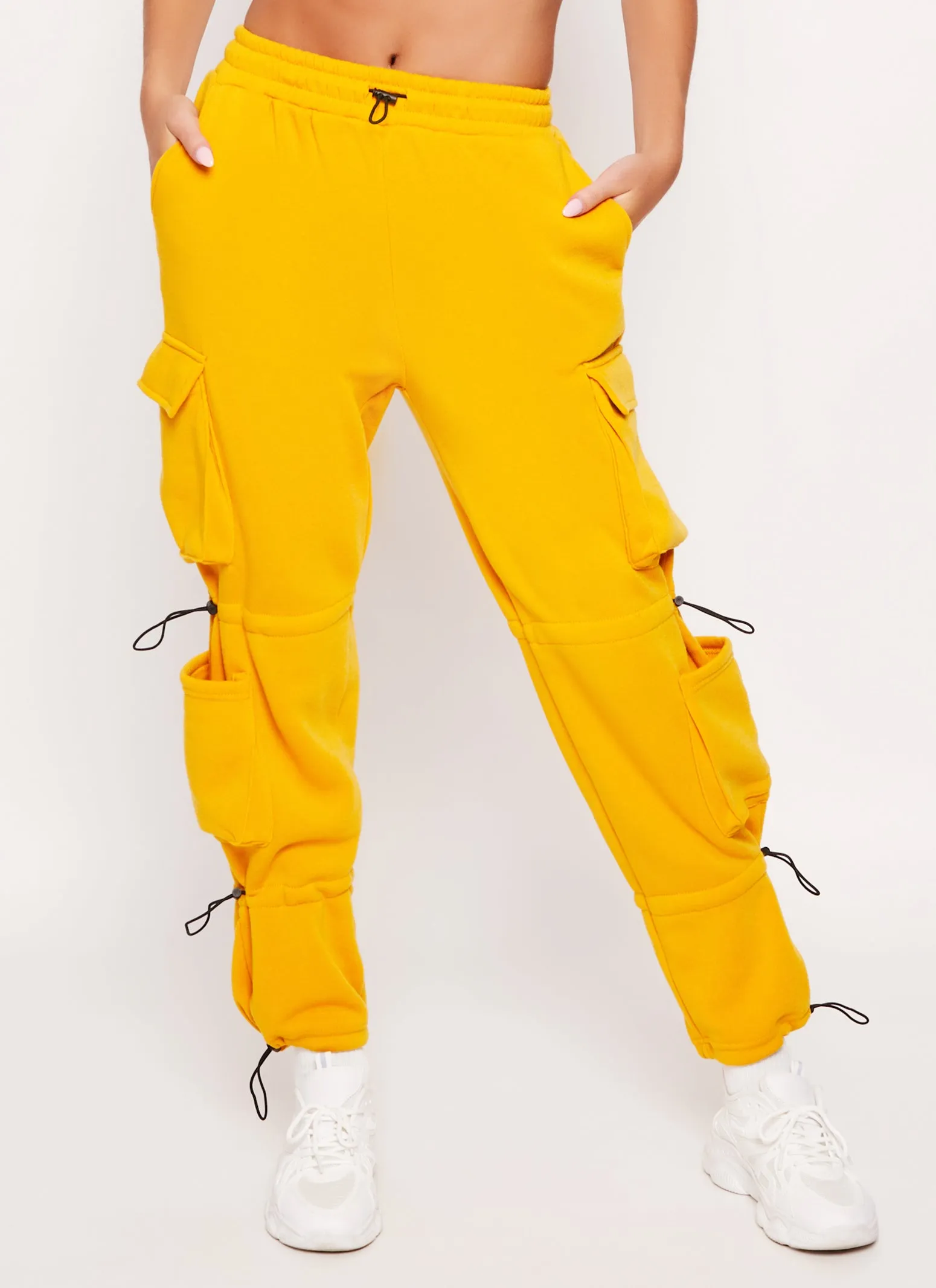 Solid Fleece Toggle Drawstring Cargo Joggers sold by Rainbow product image thumbnail 2