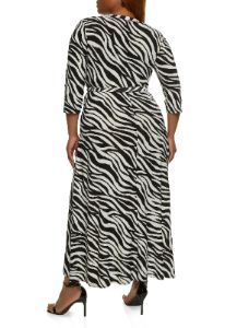 Plus Size Zebra Print Faux Wrap Dress sold by Rainbow