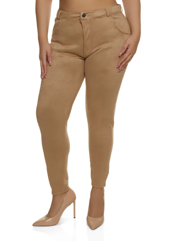 Plus Size Faux Suede High Waist Pants sold by Rainbow