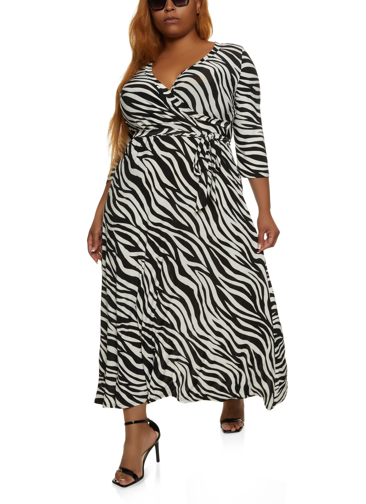 Plus Size Zebra Print Faux Wrap Dress sold by Rainbow product image thumbnail 2