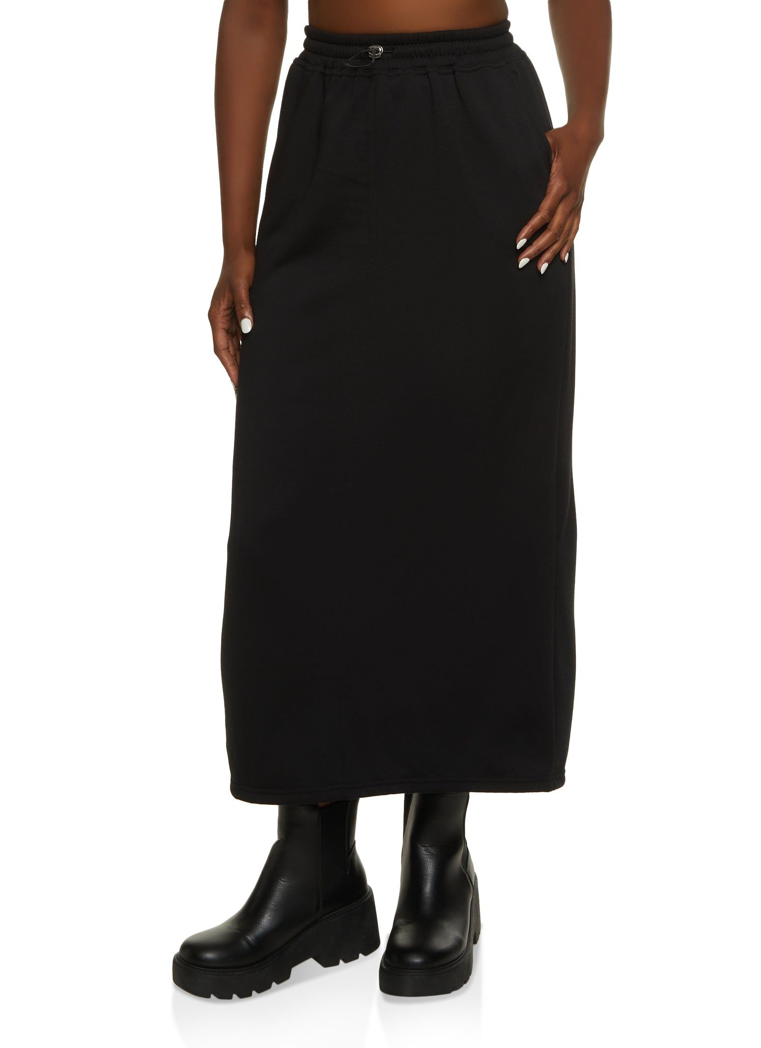 Fleece Lined Toggle Drawstring Maxi Skirt sold by Rainbow