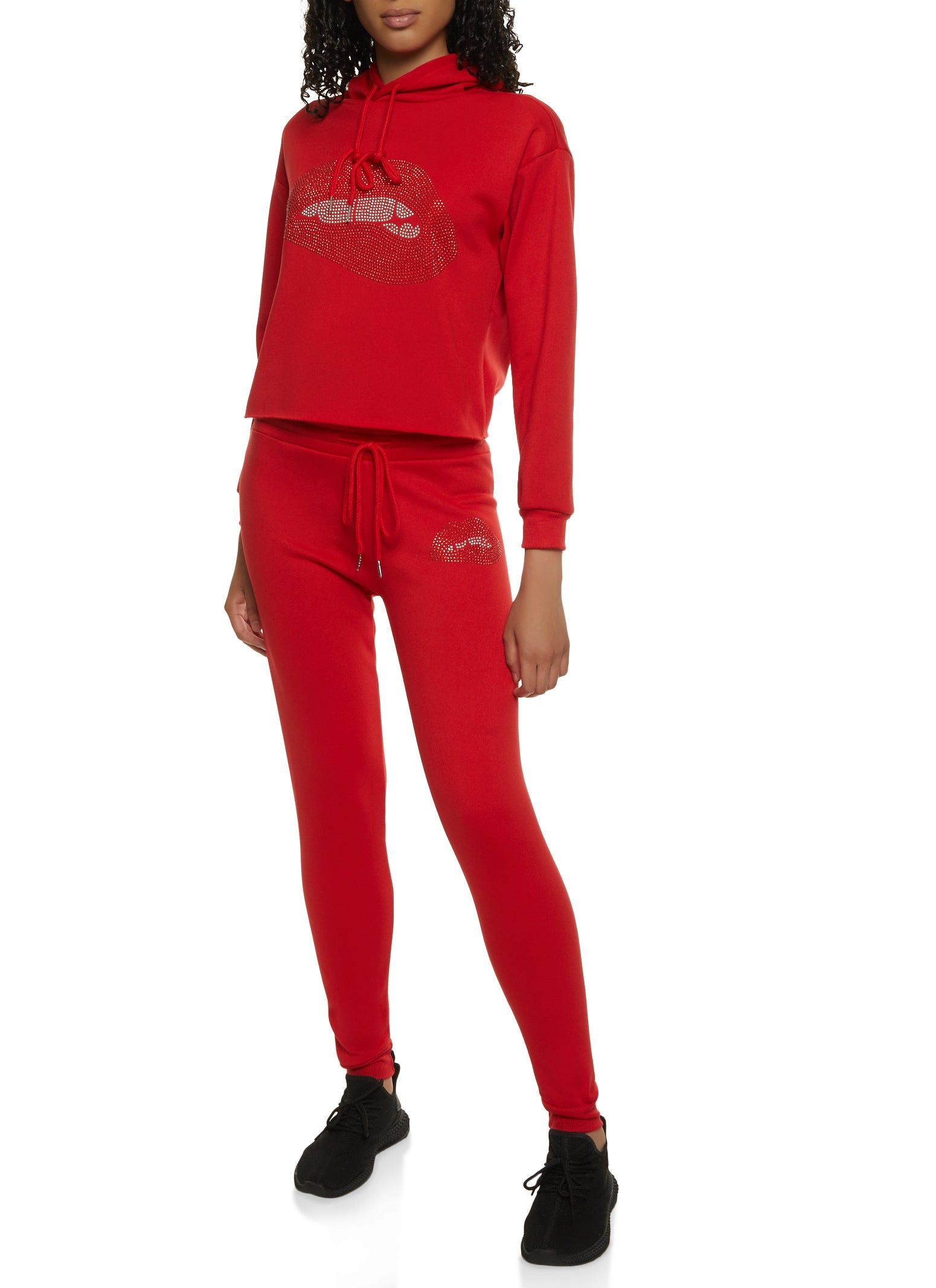 Rhinestone Studded Lip Graphic Hoodie sold by Rainbow product image thumbnail 2